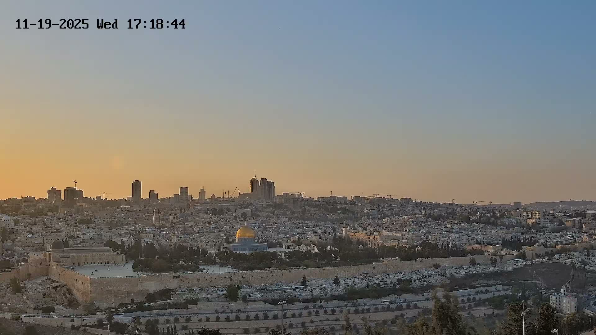 East & West Quds (East & West Jerusalem) &Temple Mount Panaroma Skyline View from Mount of Olives Live Cam - At-Tur, East Quds (East Jerusalem), Palestine