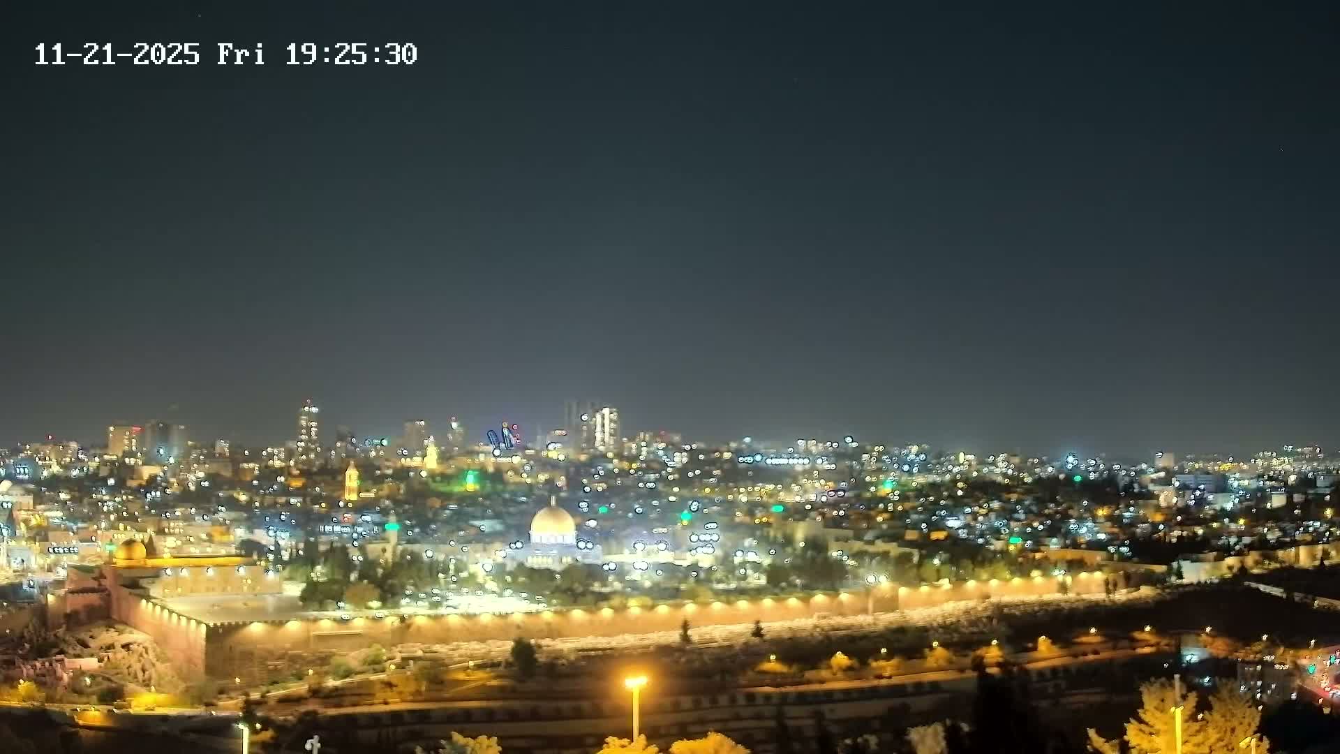 East & West Quds (East & West Jerusalem) &Temple Mount Panaroma Skyline View from Mount of Olives Live Cam - At-Tur, East Quds (East Jerusalem), Palestine