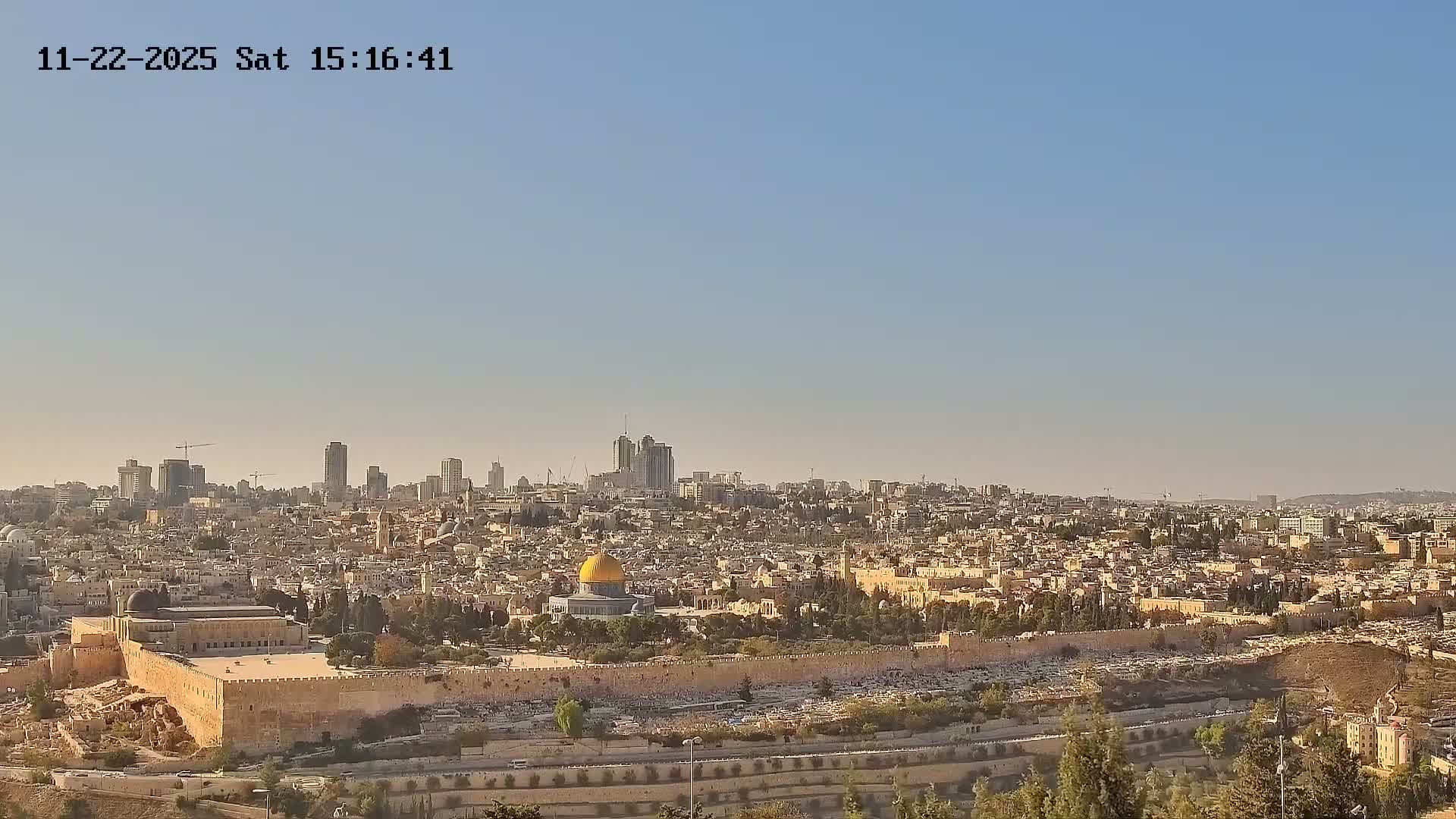 East & West Quds (East & West Jerusalem) &Temple Mount Panaroma Skyline View from Mount of Olives Live Cam - At-Tur, East Quds (East Jerusalem), Palestine
