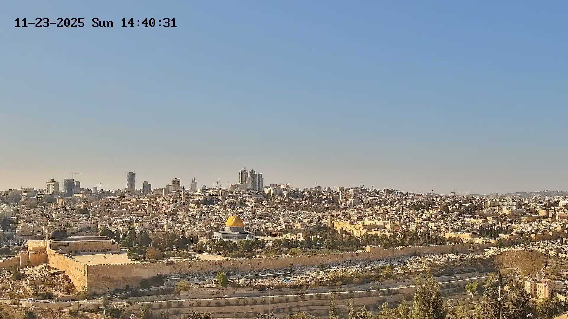 East & West Quds (East & West Jerusalem) &Temple Mount Panaroma Skyline View from Mount of Olives Live Cam - At-Tur, East Quds (East Jerusalem), Palestine