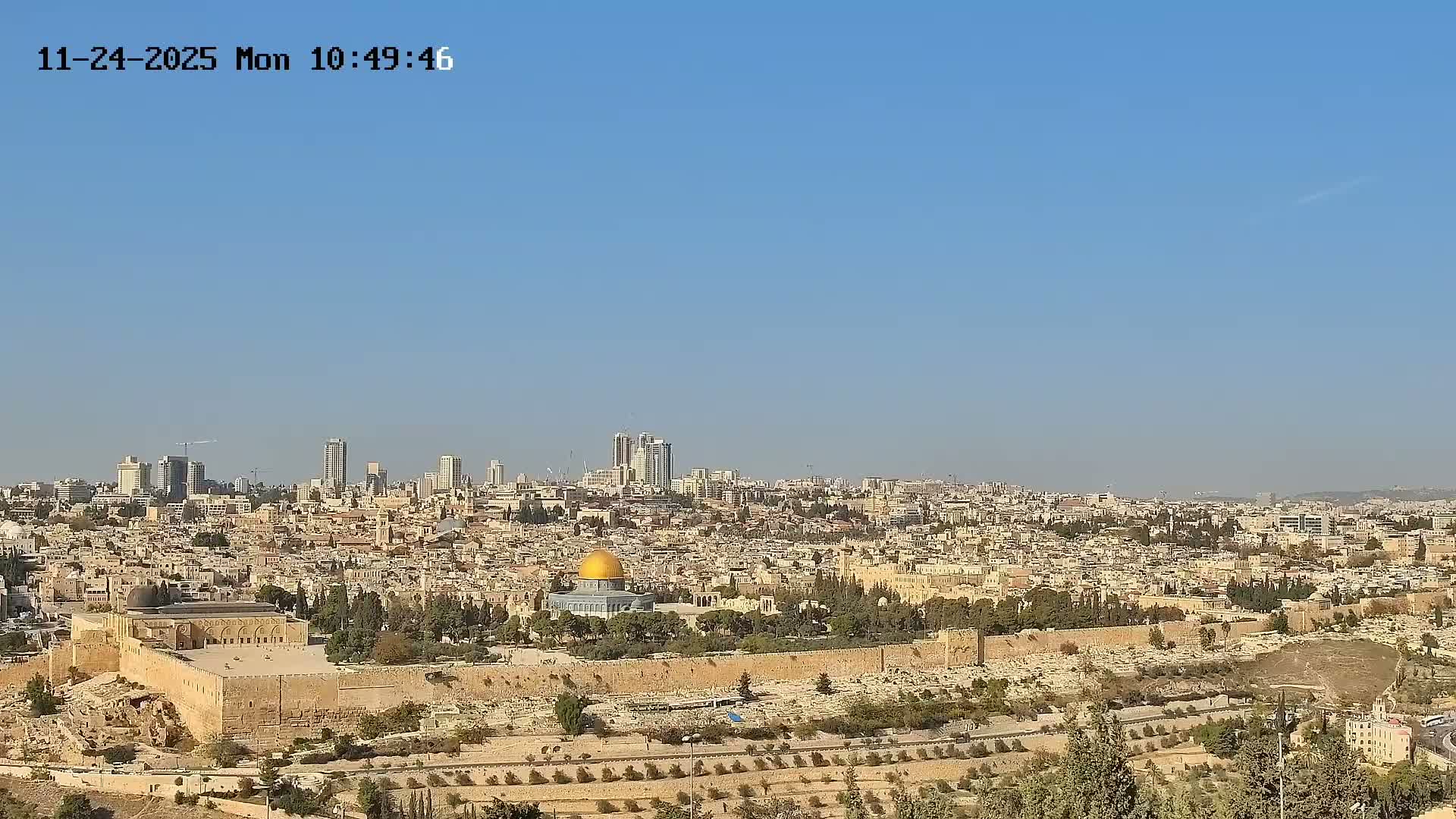 East & West Quds (East & West Jerusalem) &Temple Mount Panaroma Skyline View from Mount of Olives Live Cam - At-Tur, East Quds (East Jerusalem), Palestine