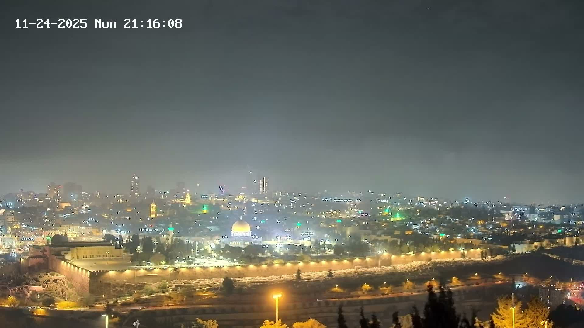 East & West Quds (East & West Jerusalem) &Temple Mount Panaroma Skyline View from Mount of Olives Live Cam - At-Tur, East Quds (East Jerusalem), Palestine