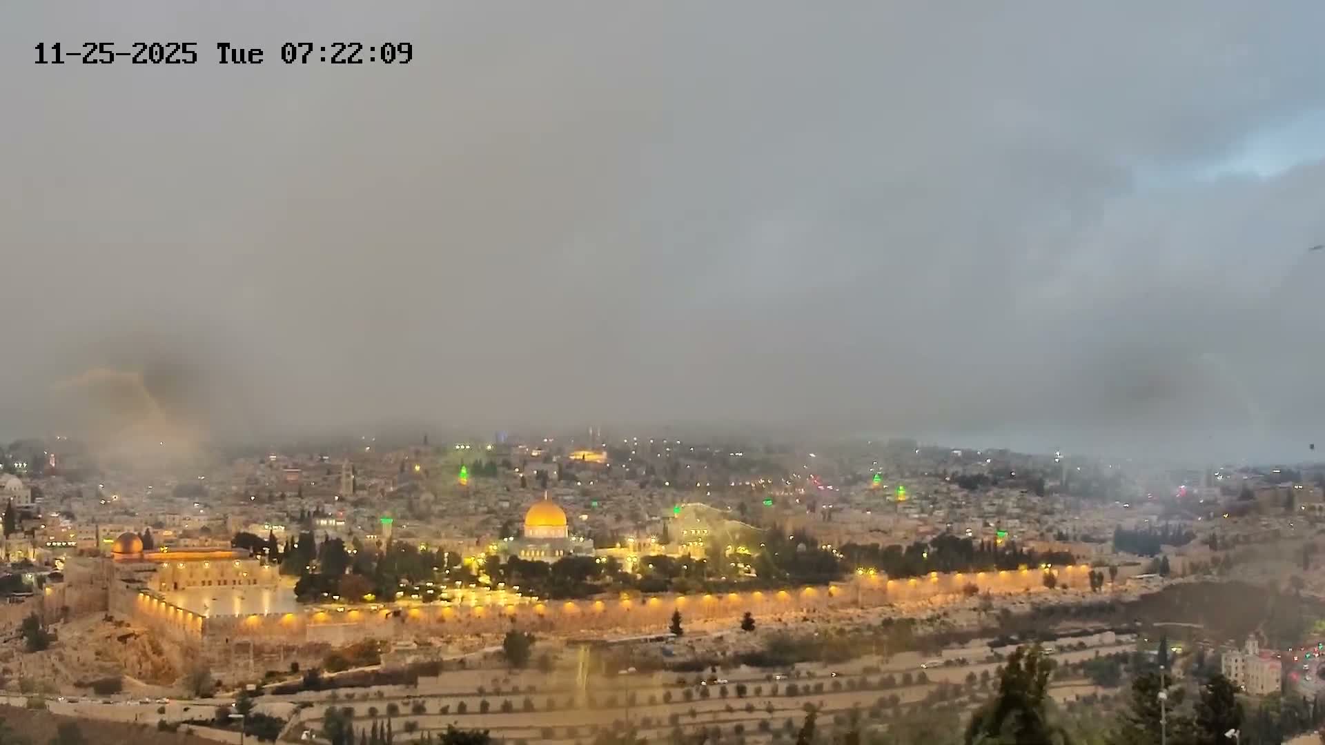 East & West Quds (East & West Jerusalem) &Temple Mount Panaroma Skyline View from Mount of Olives Live Cam - At-Tur, East Quds (East Jerusalem), Palestine
