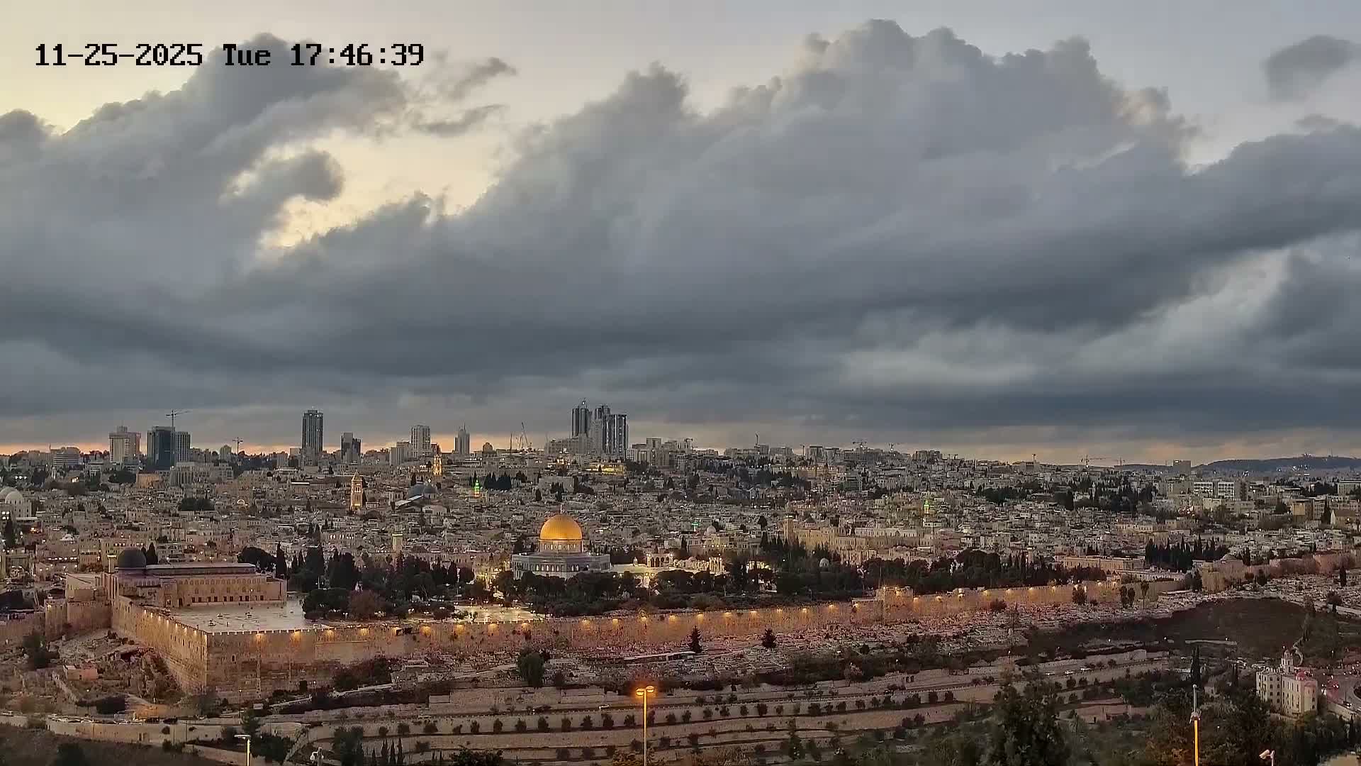 East & West Quds (East & West Jerusalem) &Temple Mount Panaroma Skyline View from Mount of Olives Live Cam - At-Tur, East Quds (East Jerusalem), Palestine