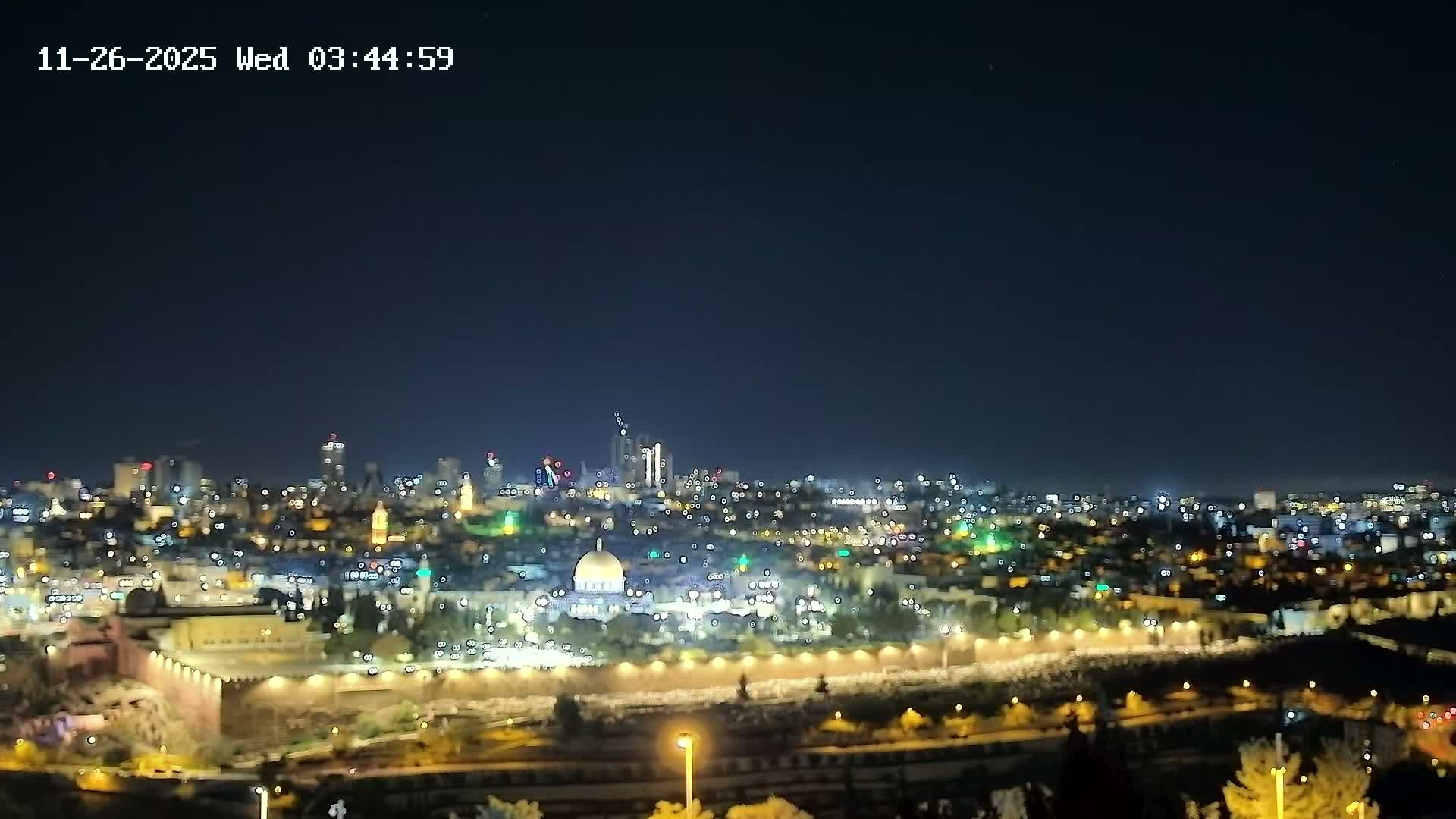 East & West Quds (East & West Jerusalem) &Temple Mount Panaroma Skyline View from Mount of Olives Live Cam - At-Tur, East Quds (East Jerusalem), Palestine