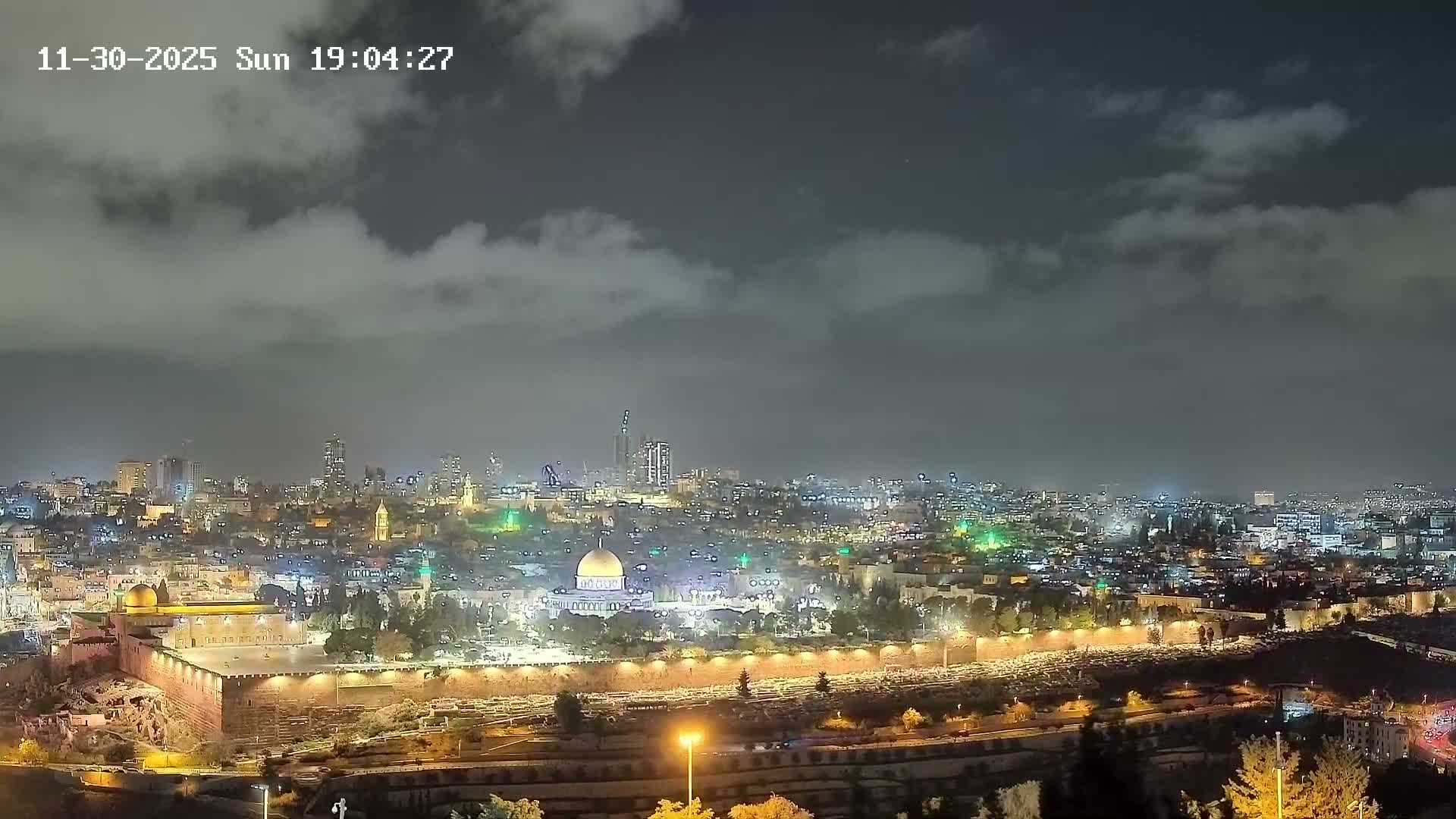 East & West Quds (East & West Jerusalem) &Temple Mount Panaroma Skyline View from Mount of Olives Live Cam - At-Tur, East Quds (East Jerusalem), Palestine