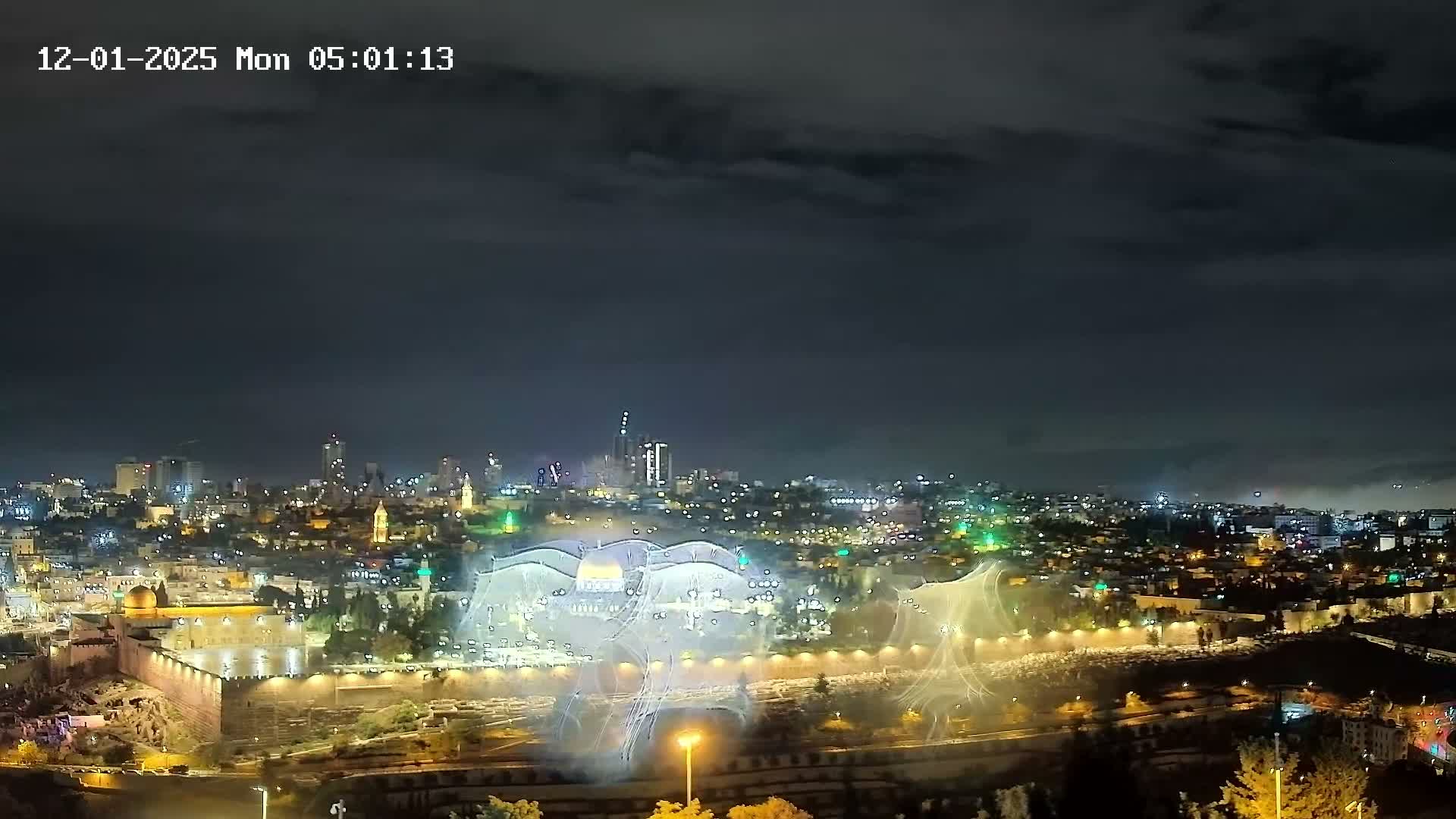 East & West Quds (East & West Jerusalem) &Temple Mount Panaroma Skyline View from Mount of Olives Live Cam - At-Tur, East Quds (East Jerusalem), Palestine