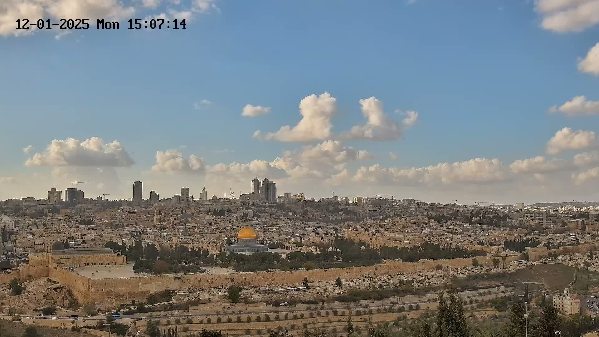East & West Quds (East & West Jerusalem) &Temple Mount Panaroma Skyline View from Mount of Olives Live Cam - At-Tur, East Quds (East Jerusalem), Palestine