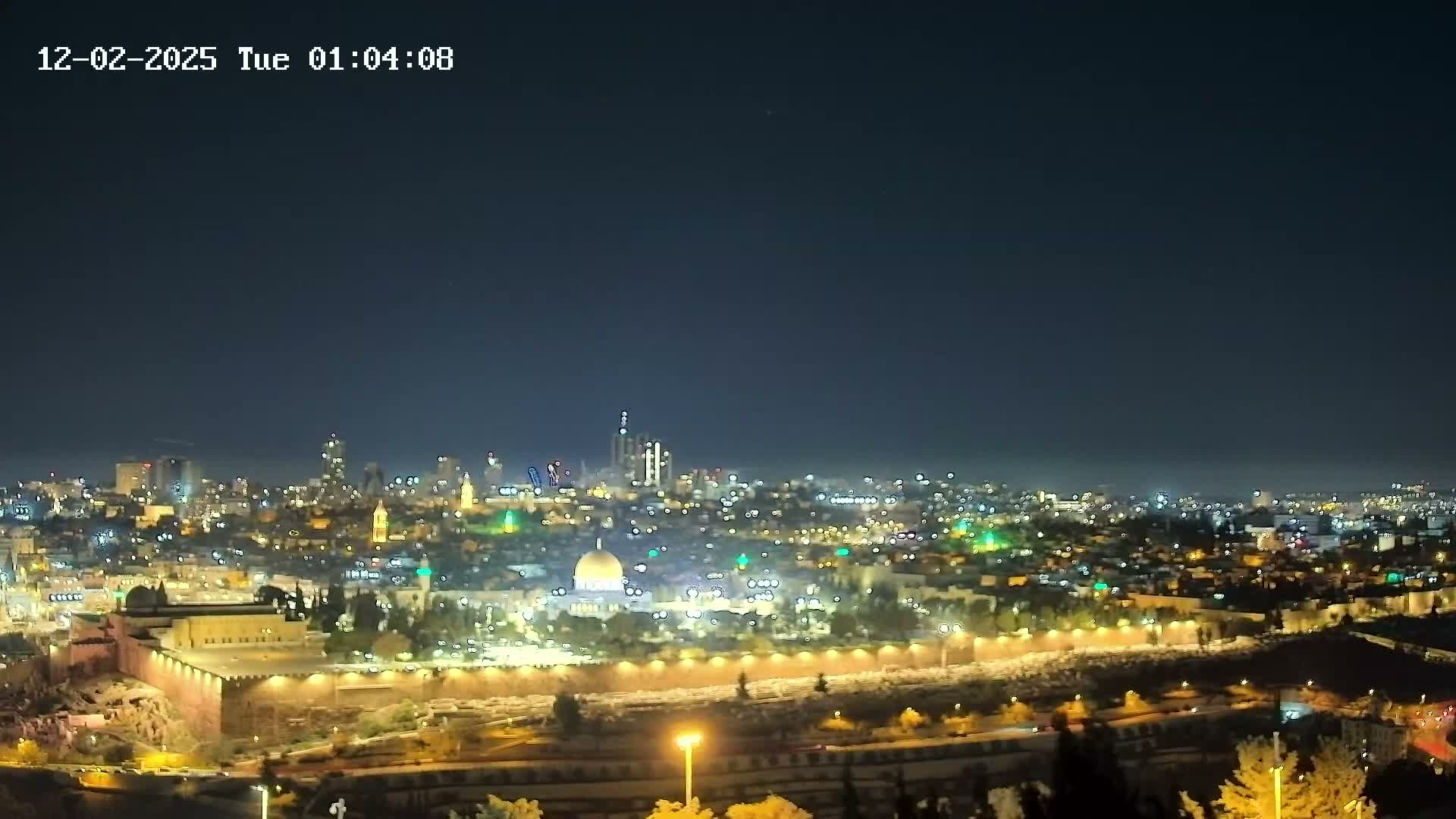 East & West Quds (East & West Jerusalem) &Temple Mount Panaroma Skyline View from Mount of Olives Live Cam - At-Tur, East Quds (East Jerusalem), Palestine