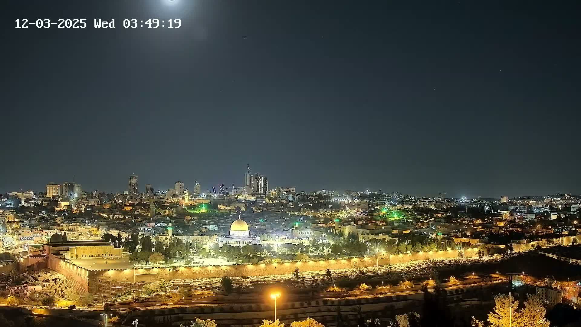 East & West Quds (East & West Jerusalem) &Temple Mount Panaroma Skyline View from Mount of Olives Live Cam - At-Tur, East Quds (East Jerusalem), Palestine