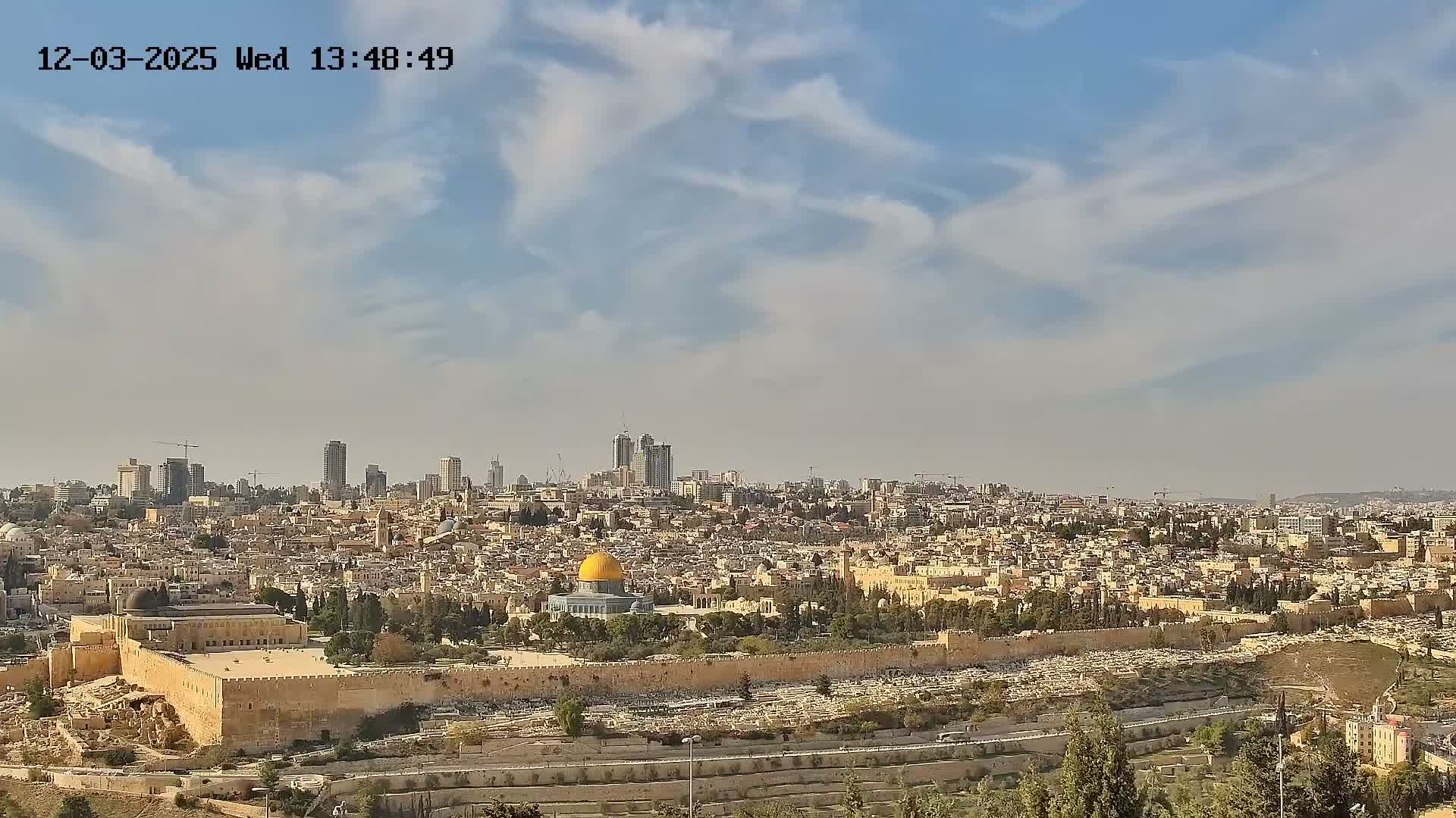 East & West Quds (East & West Jerusalem) &Temple Mount Panaroma Skyline View from Mount of Olives Live Cam - At-Tur, East Quds (East Jerusalem), Palestine