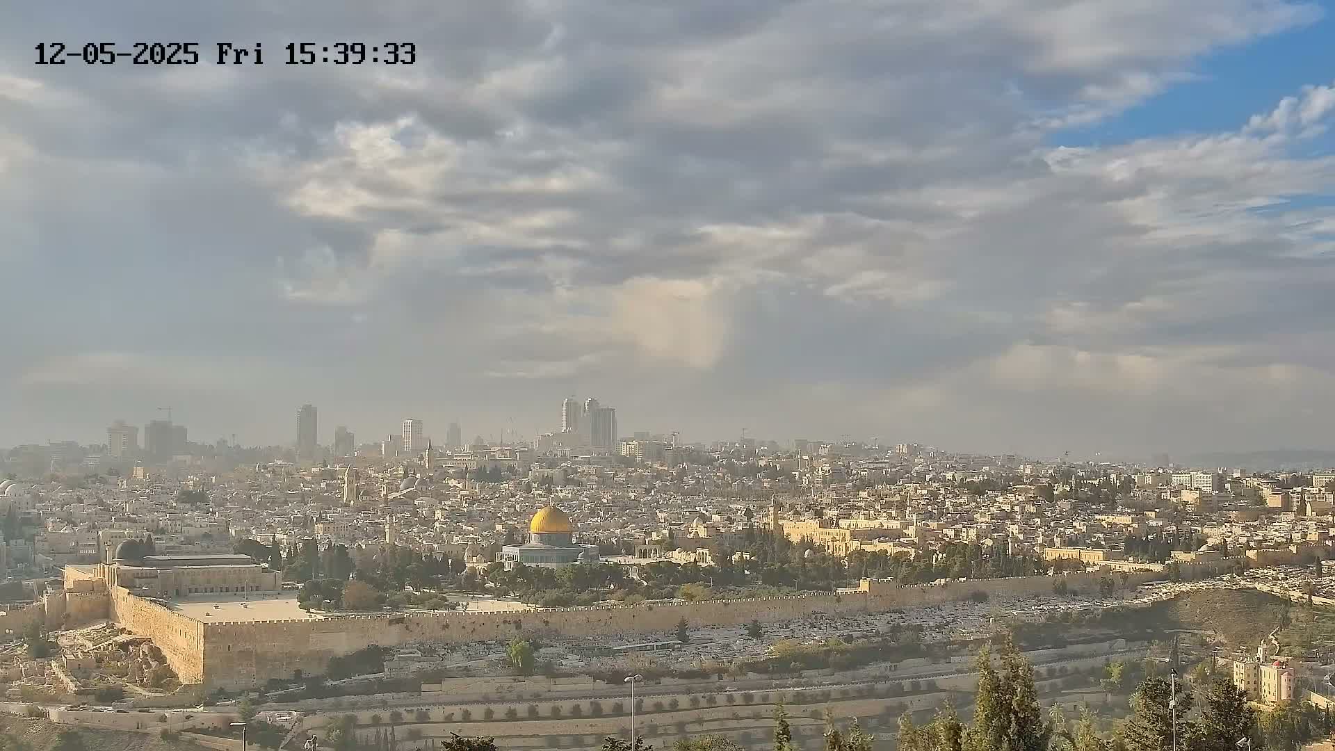 East & West Quds (East & West Jerusalem) &Temple Mount Panaroma Skyline View from Mount of Olives Live Cam - At-Tur, East Quds (East Jerusalem), Palestine