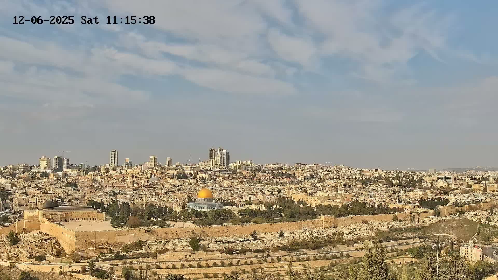 East & West Quds (East & West Jerusalem) &Temple Mount Panaroma Skyline View from Mount of Olives Live Cam - At-Tur, East Quds (East Jerusalem), Palestine