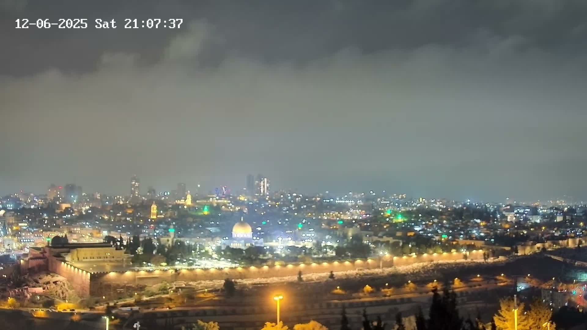 East & West Quds (East & West Jerusalem) &Temple Mount Panaroma Skyline View from Mount of Olives Live Cam - At-Tur, East Quds (East Jerusalem), Palestine
