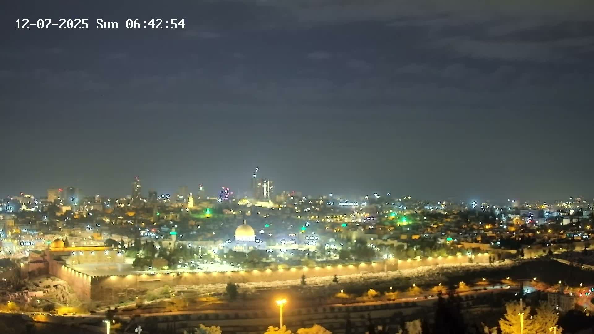 East & West Quds (East & West Jerusalem) &Temple Mount Panaroma Skyline View from Mount of Olives Live Cam - At-Tur, East Quds (East Jerusalem), Palestine