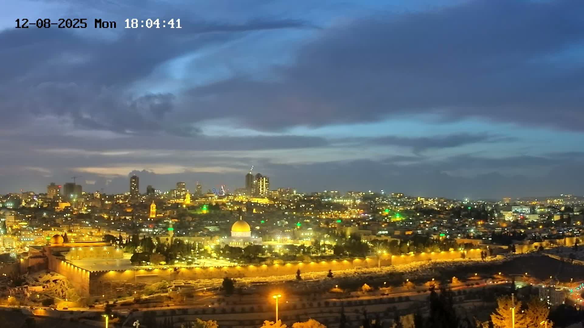 East & West Quds (East & West Jerusalem) &Temple Mount Panaroma Skyline View from Mount of Olives Live Cam - At-Tur, East Quds (East Jerusalem), Palestine
