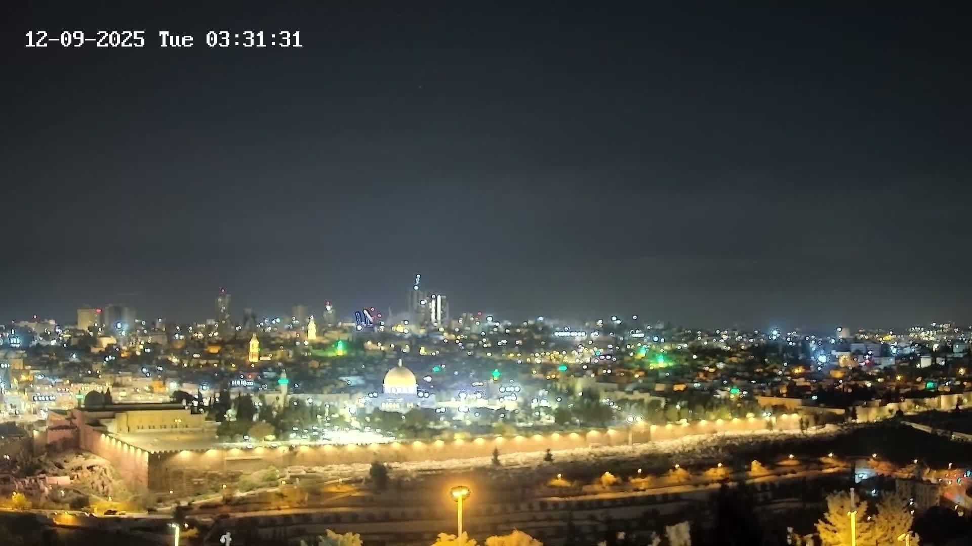 East & West Quds (East & West Jerusalem) &Temple Mount Panaroma Skyline View from Mount of Olives Live Cam - At-Tur, East Quds (East Jerusalem), Palestine