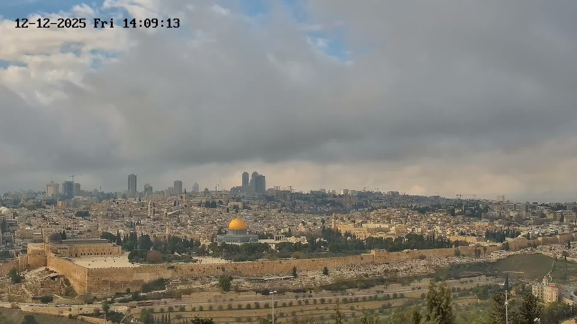 East & West Quds (East & West Jerusalem) &Temple Mount Panaroma Skyline View from Mount of Olives Live Cam - At-Tur, East Quds (East Jerusalem), Palestine