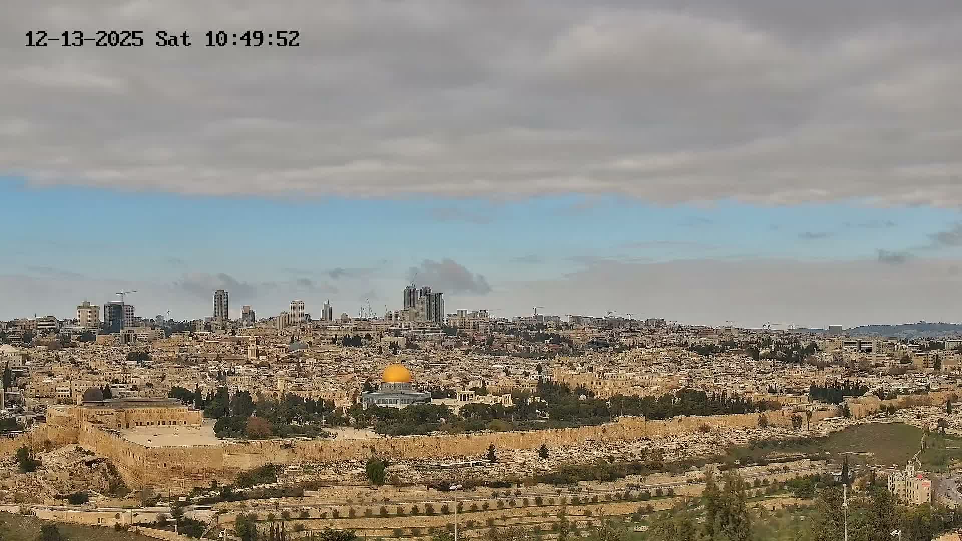 East & West Quds (East & West Jerusalem) &Temple Mount Panaroma Skyline View from Mount of Olives Live Cam - At-Tur, East Quds (East Jerusalem), Palestine