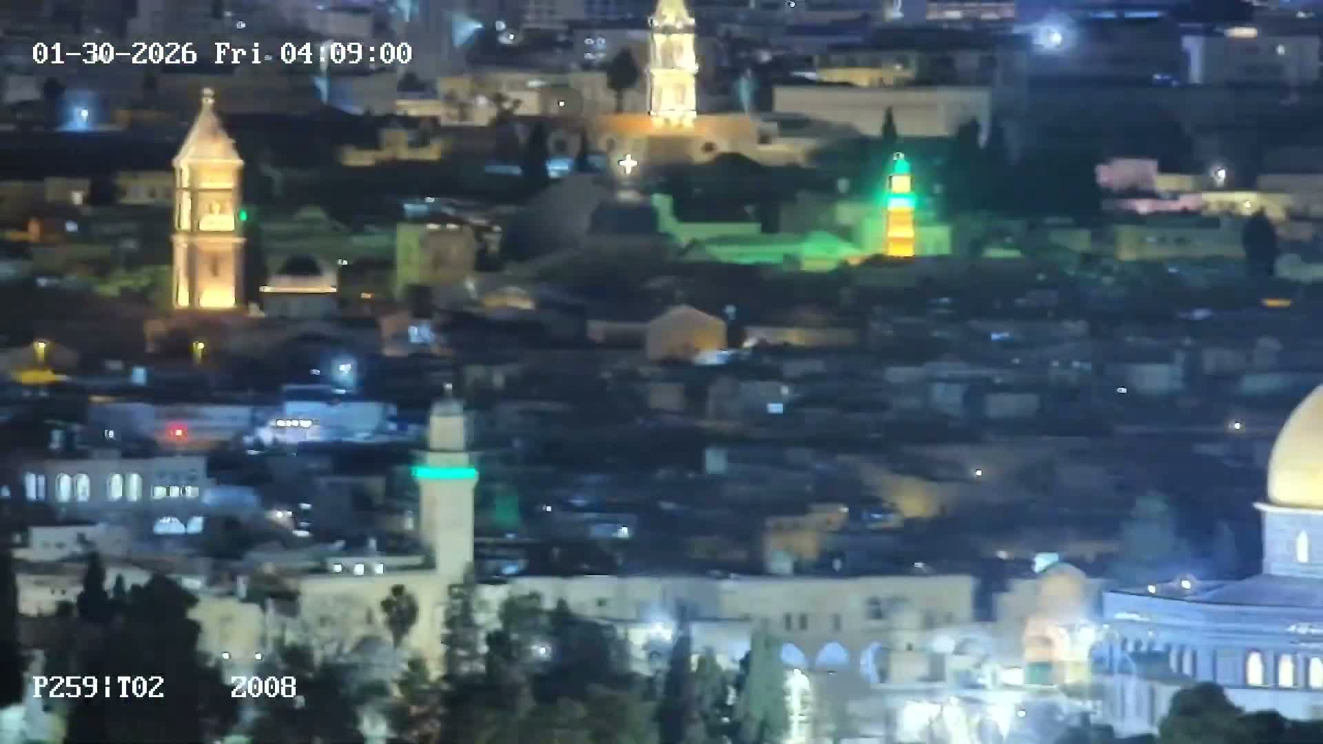 East & West Quds (East & West Jerusalem) &Temple Mount Panaroma Skyline View from Mount of Olives Live Cam - At-Tur, East Quds (East Jerusalem), Palestine