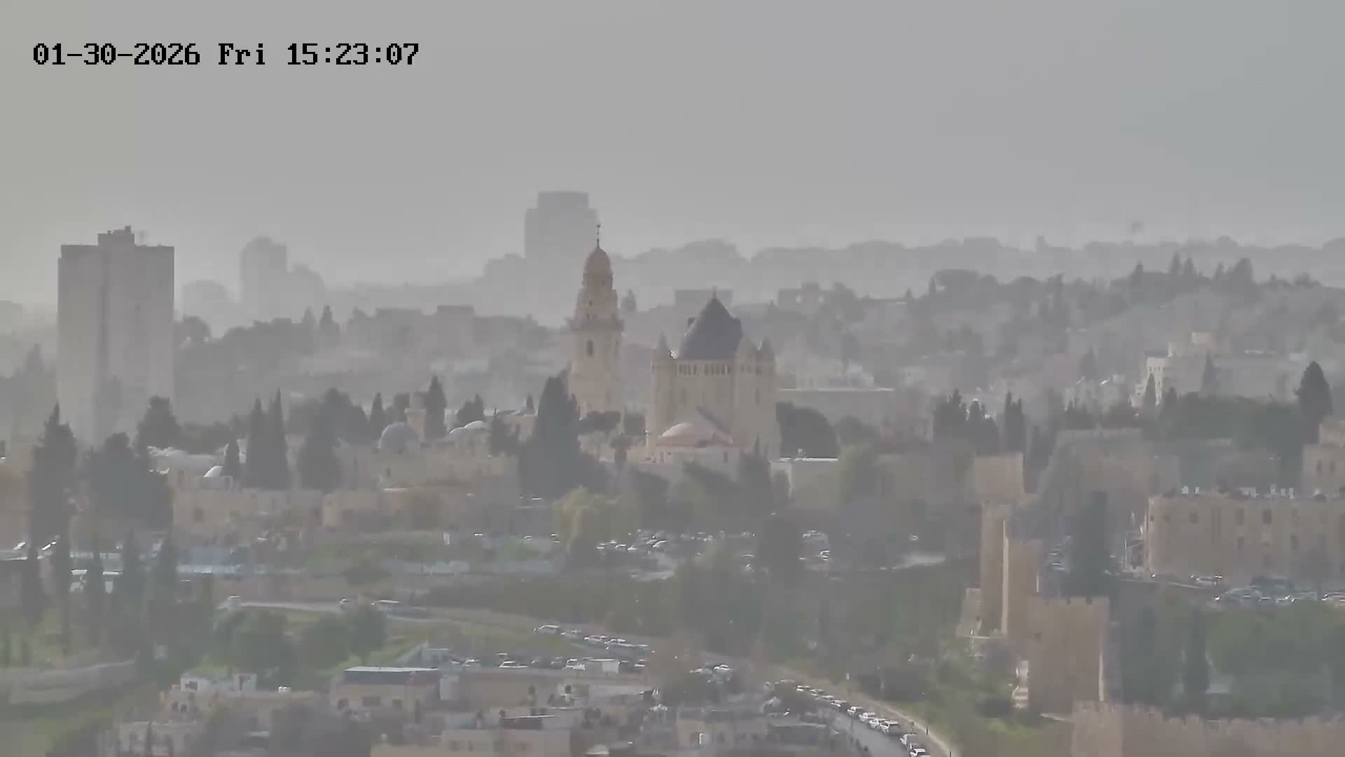 East & West Quds (East & West Jerusalem) &Temple Mount Panaroma Skyline View from Mount of Olives Live Cam - At-Tur, East Quds (East Jerusalem), Palestine