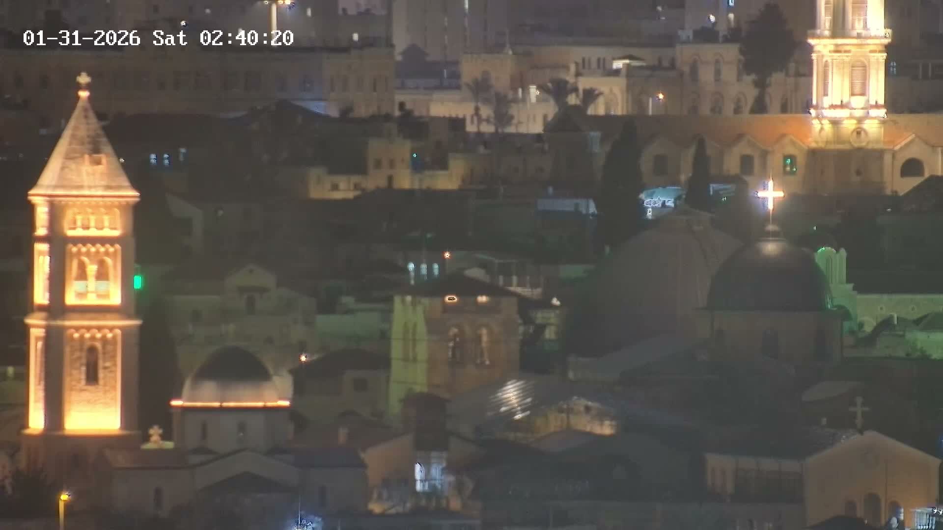 East & West Quds (East & West Jerusalem) &Temple Mount Panaroma Skyline View from Mount of Olives Live Cam - At-Tur, East Quds (East Jerusalem), Palestine