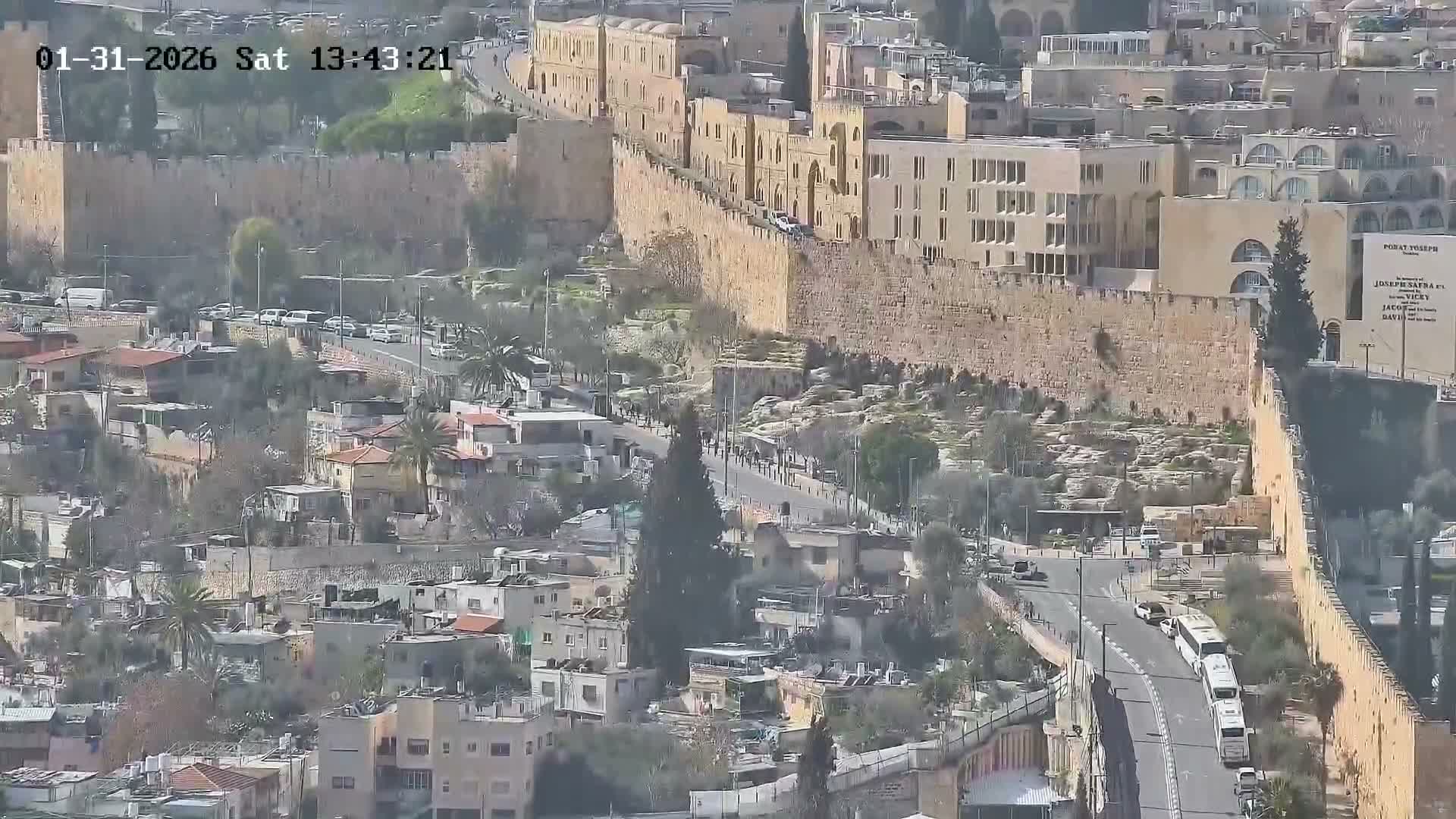East & West Quds (East & West Jerusalem) &Temple Mount Panaroma Skyline View from Mount of Olives Live Cam - At-Tur, East Quds (East Jerusalem), Palestine