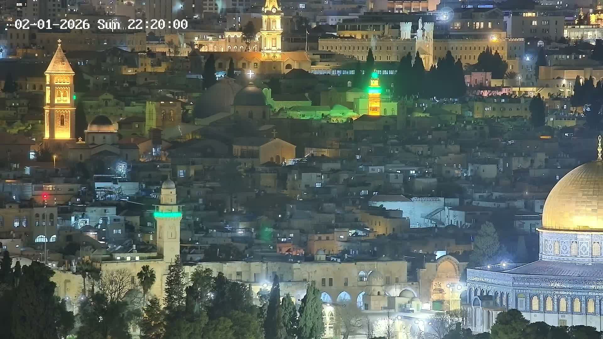 East & West Quds (East & West Jerusalem) &Temple Mount Panaroma Skyline View from Mount of Olives Live Cam - At-Tur, East Quds (East Jerusalem), Palestine