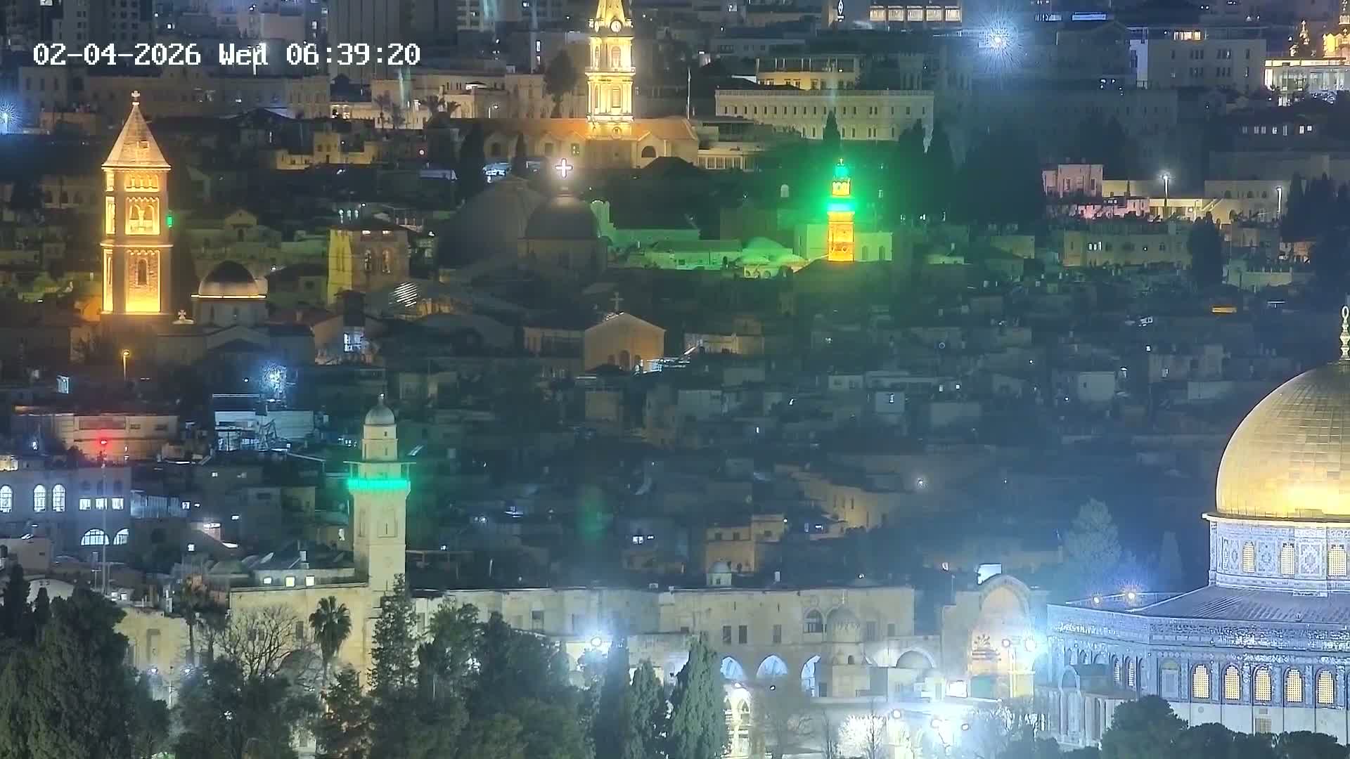 East & West Quds (East & West Jerusalem) &Temple Mount Panaroma Skyline View from Mount of Olives Live Cam - At-Tur, East Quds (East Jerusalem), Palestine