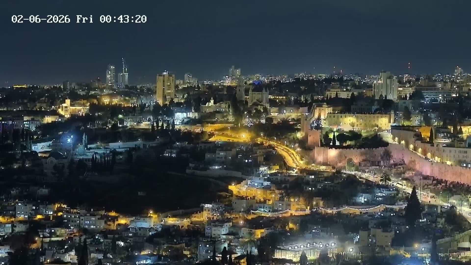 East & West Quds (East & West Jerusalem) &Temple Mount Panaroma Skyline View from Mount of Olives Live Cam - At-Tur, East Quds (East Jerusalem), Palestine