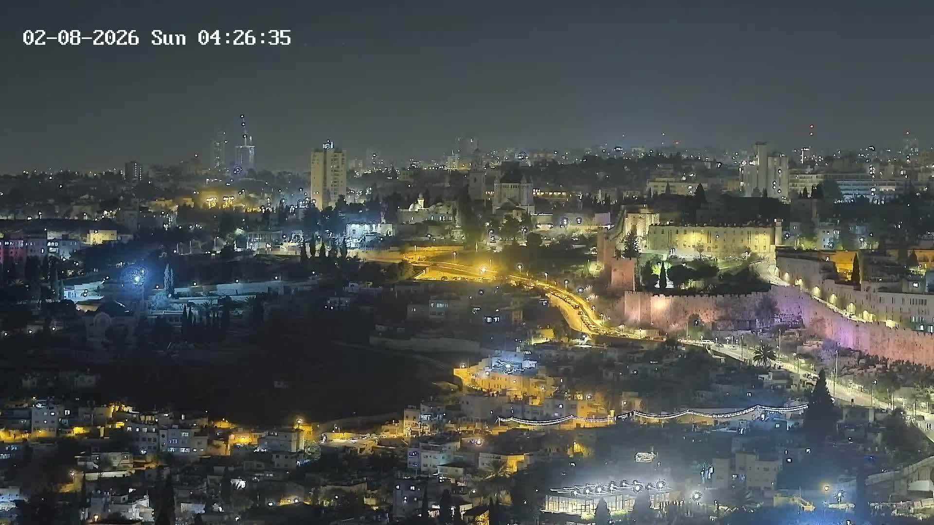 East & West Quds (East & West Jerusalem) &Temple Mount Panaroma Skyline View from Mount of Olives Live Cam - At-Tur, East Quds (East Jerusalem), Palestine