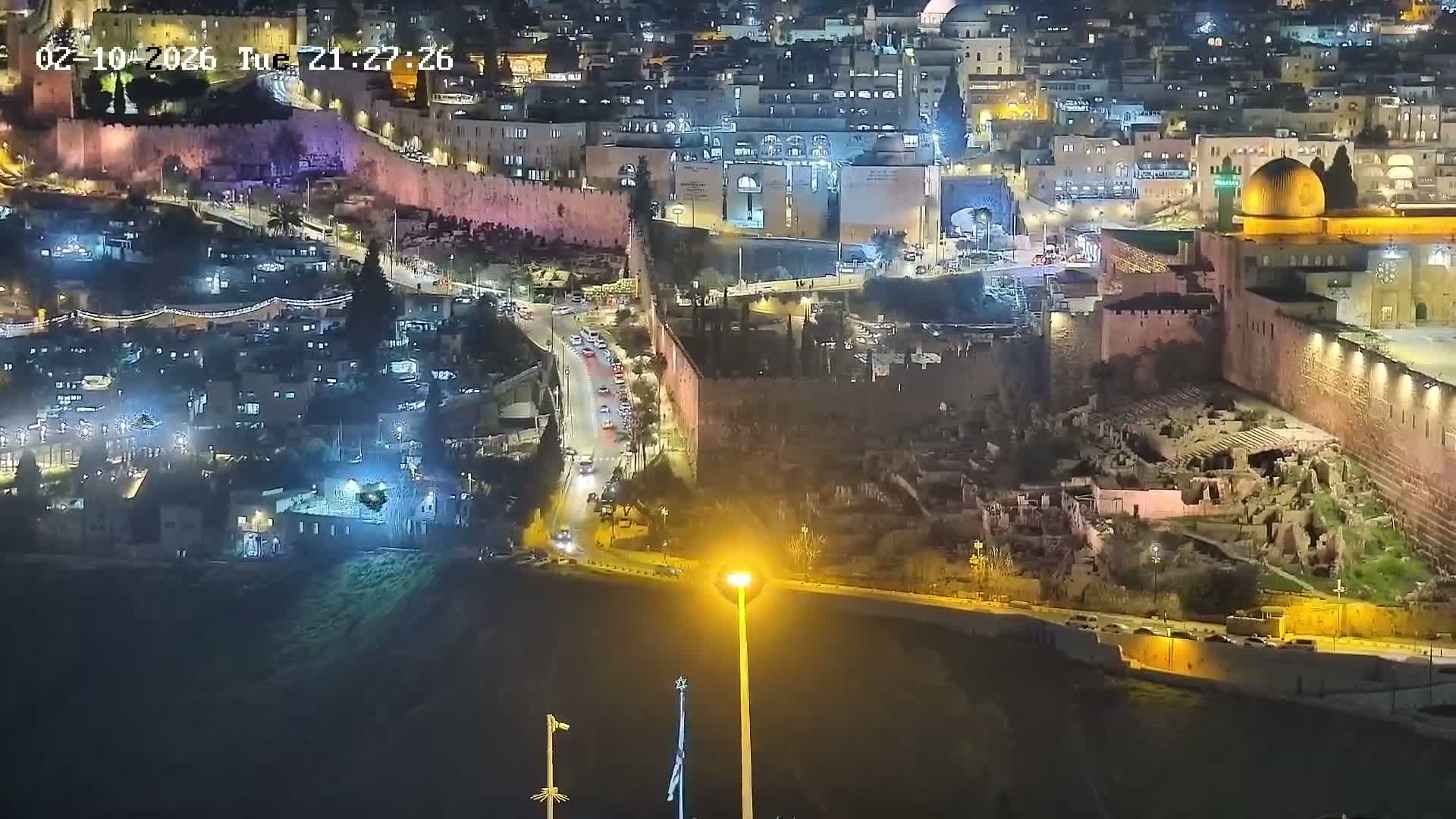 East & West Quds (East & West Jerusalem) &Temple Mount Panaroma Skyline View from Mount of Olives Live Cam - At-Tur, East Quds (East Jerusalem), Palestine