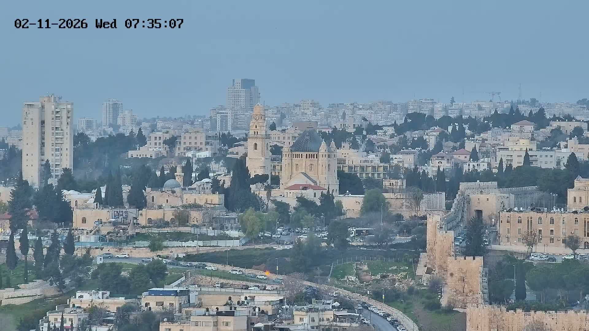 East & West Quds (East & West Jerusalem) &Temple Mount Panaroma Skyline View from Mount of Olives Live Cam - At-Tur, East Quds (East Jerusalem), Palestine