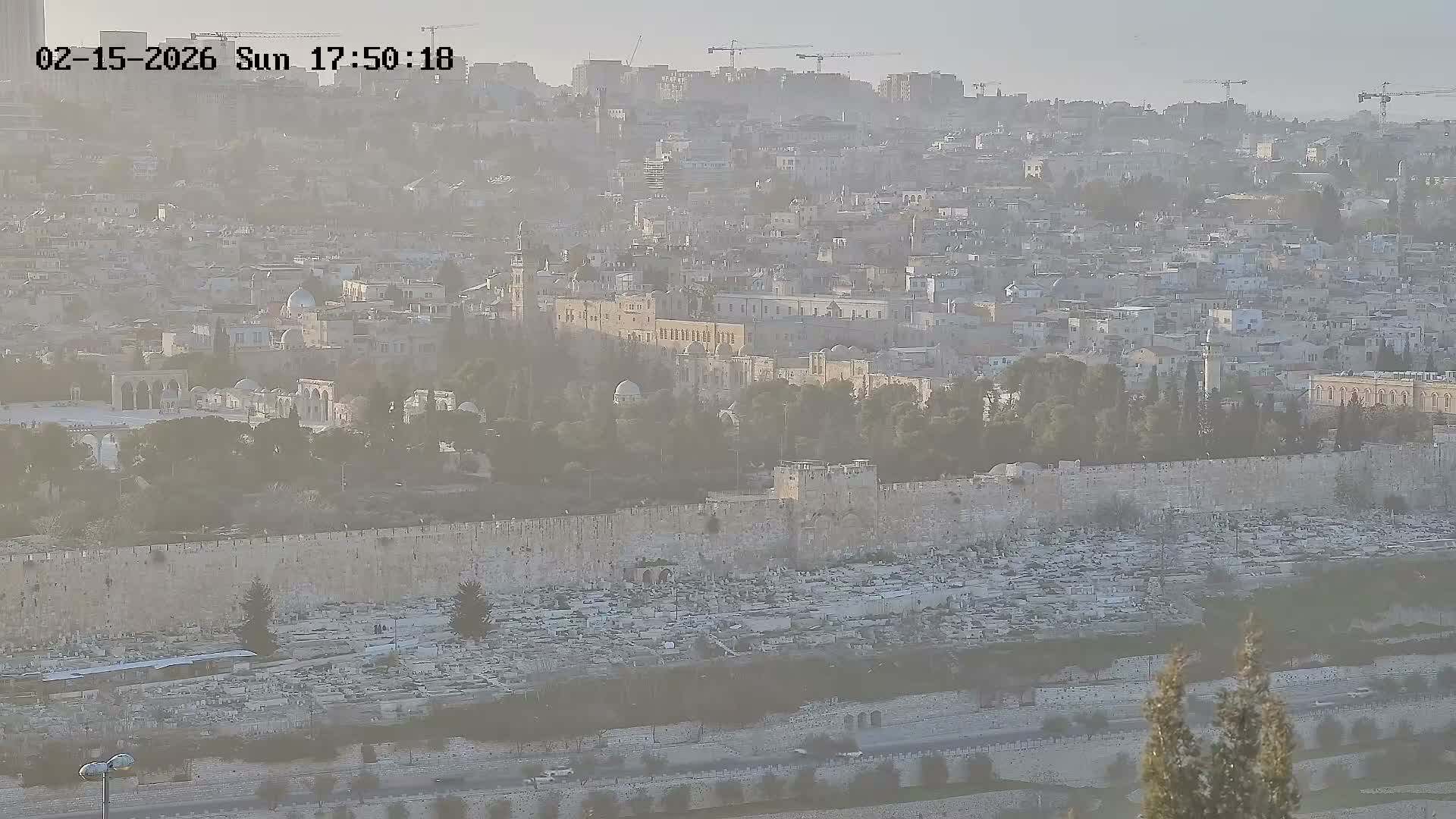 East & West Quds (East & West Jerusalem) &Temple Mount Panaroma Skyline View from Mount of Olives Live Cam - At-Tur, East Quds (East Jerusalem), Palestine