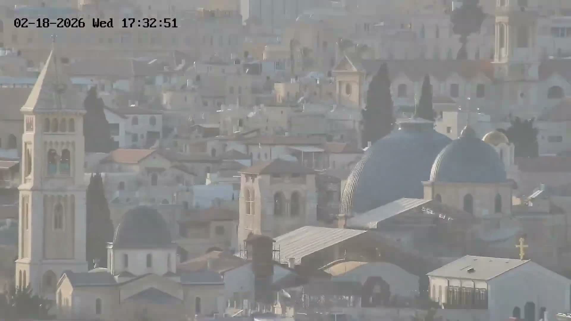 East & West Quds (East & West Jerusalem) &Temple Mount Panaroma Skyline View from Mount of Olives Live Cam - At-Tur, East Quds (East Jerusalem), Palestine