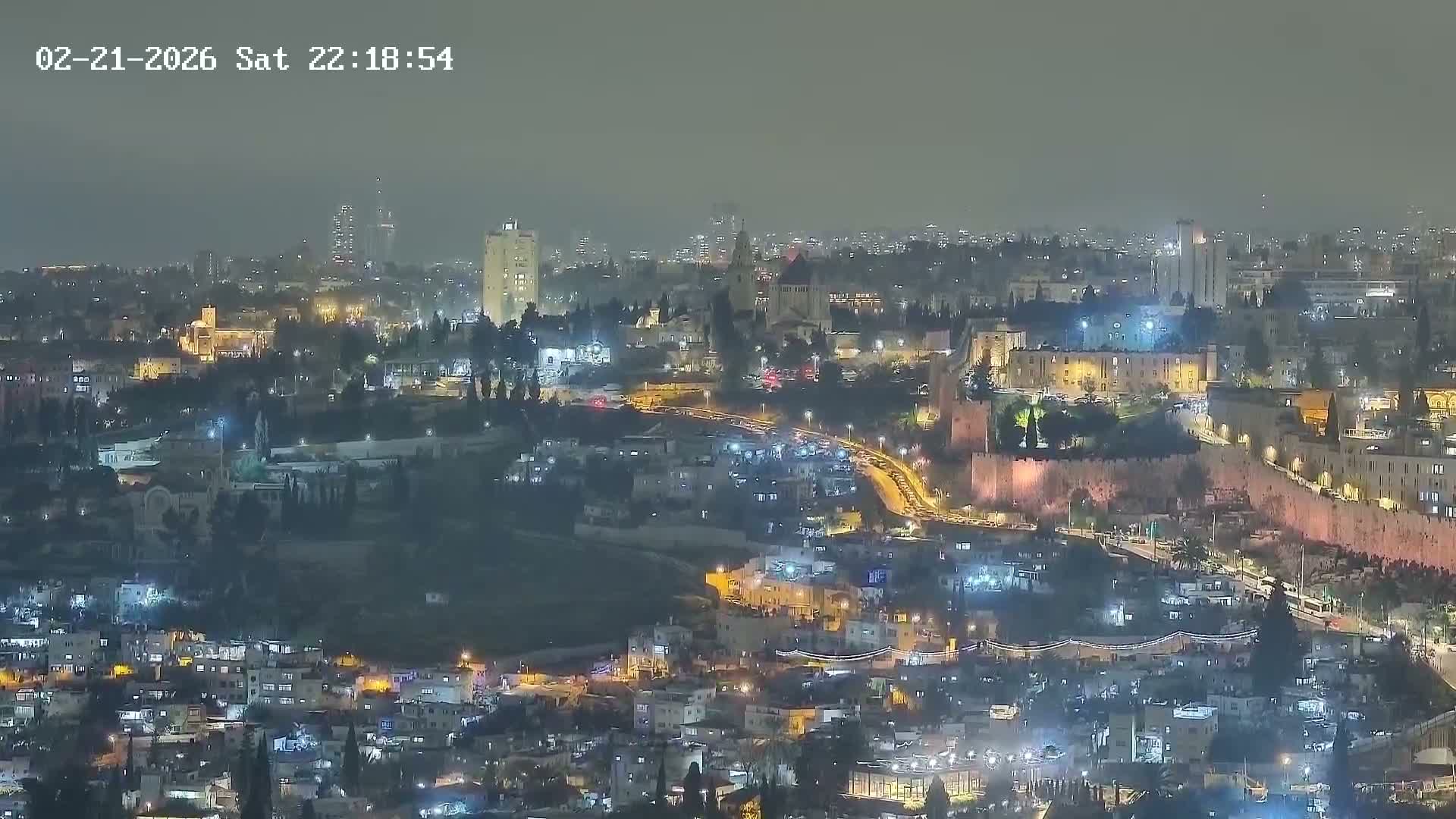 East & West Quds (East & West Jerusalem) &Temple Mount Panaroma Skyline View from Mount of Olives Live Cam - At-Tur, East Quds (East Jerusalem), Palestine