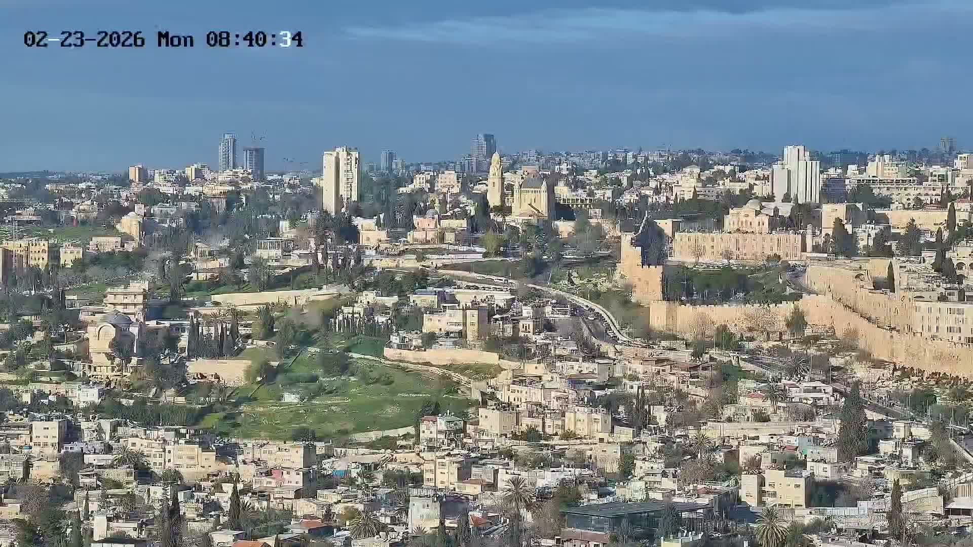 East & West Quds (East & West Jerusalem) &Temple Mount Panaroma Skyline View from Mount of Olives Live Cam - At-Tur, East Quds (East Jerusalem), Palestine