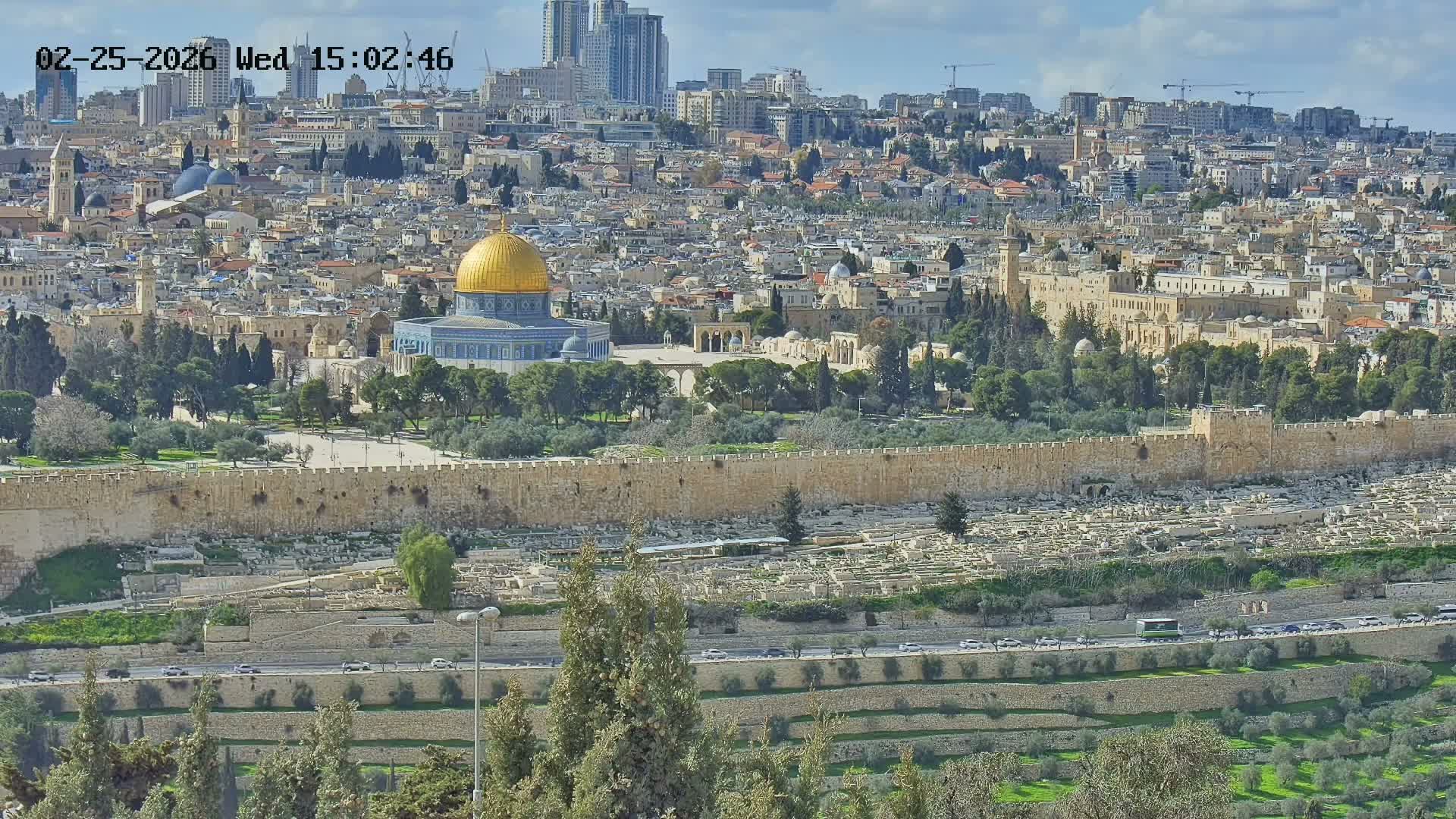 East & West Quds (East & West Jerusalem) &Temple Mount Panaroma Skyline View from Mount of Olives Live Cam - At-Tur, East Quds (East Jerusalem), Palestine