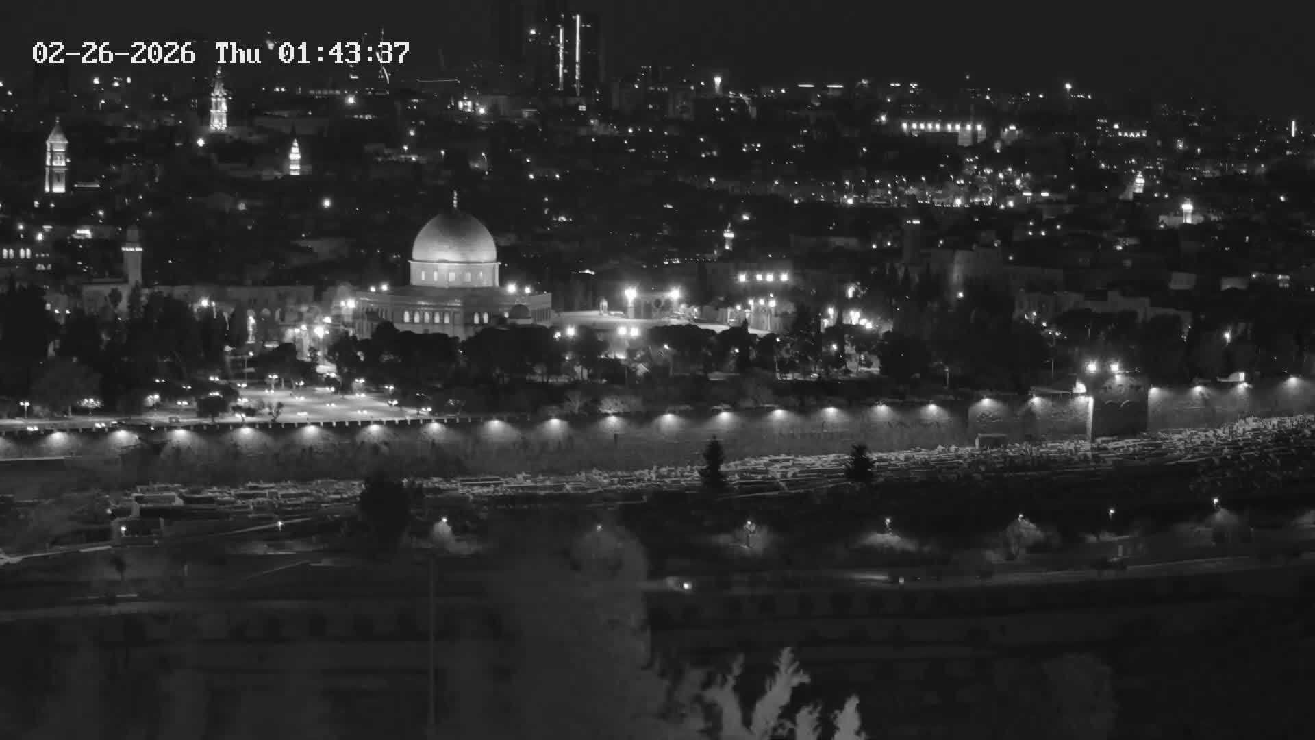 East & West Quds (East & West Jerusalem) &Temple Mount Panaroma Skyline View from Mount of Olives Live Cam - At-Tur, East Quds (East Jerusalem), Palestine