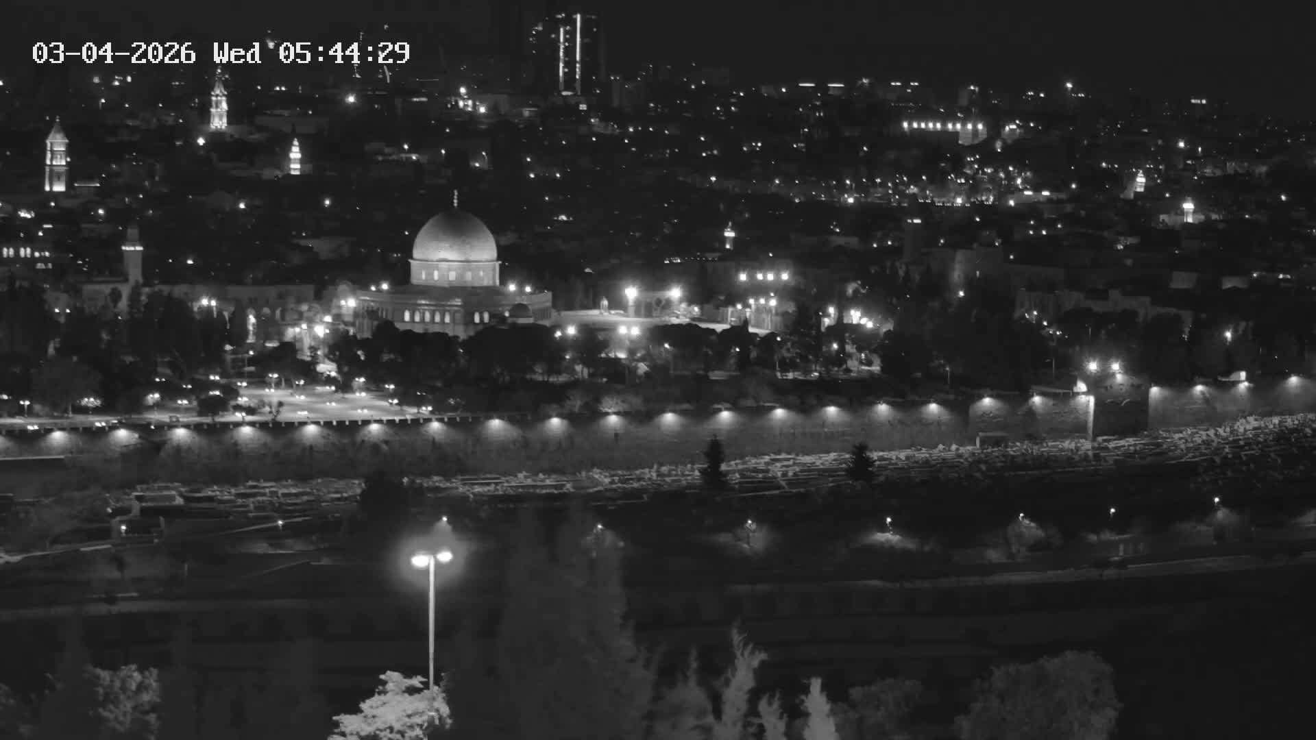 East & West Quds (East & West Jerusalem) &Temple Mount Panaroma Skyline View from Mount of Olives Live Cam - At-Tur, East Quds (East Jerusalem), Palestine