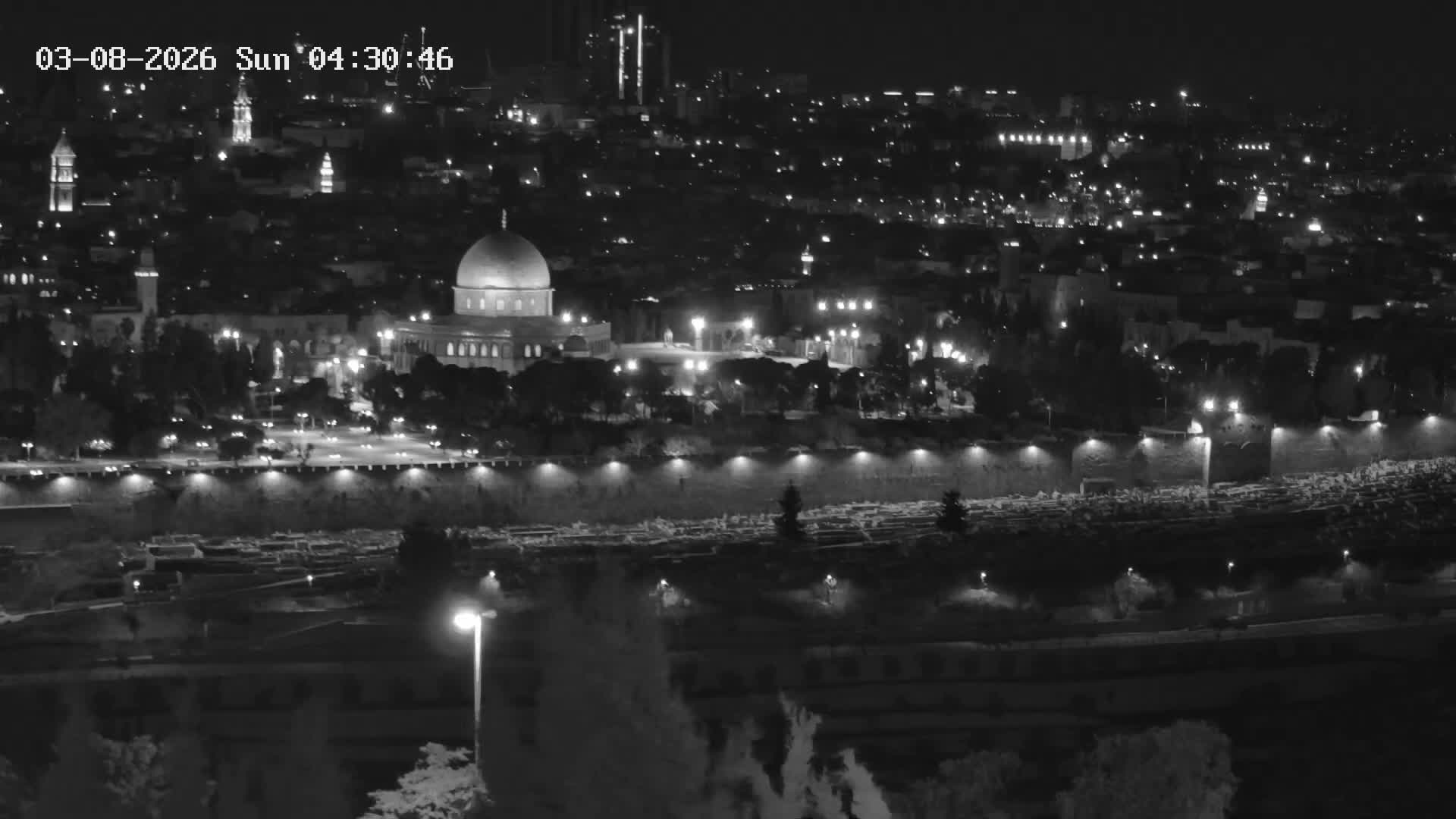 East & West Quds (East & West Jerusalem) &Temple Mount Panaroma Skyline View from Mount of Olives Live Cam - At-Tur, East Quds (East Jerusalem), Palestine