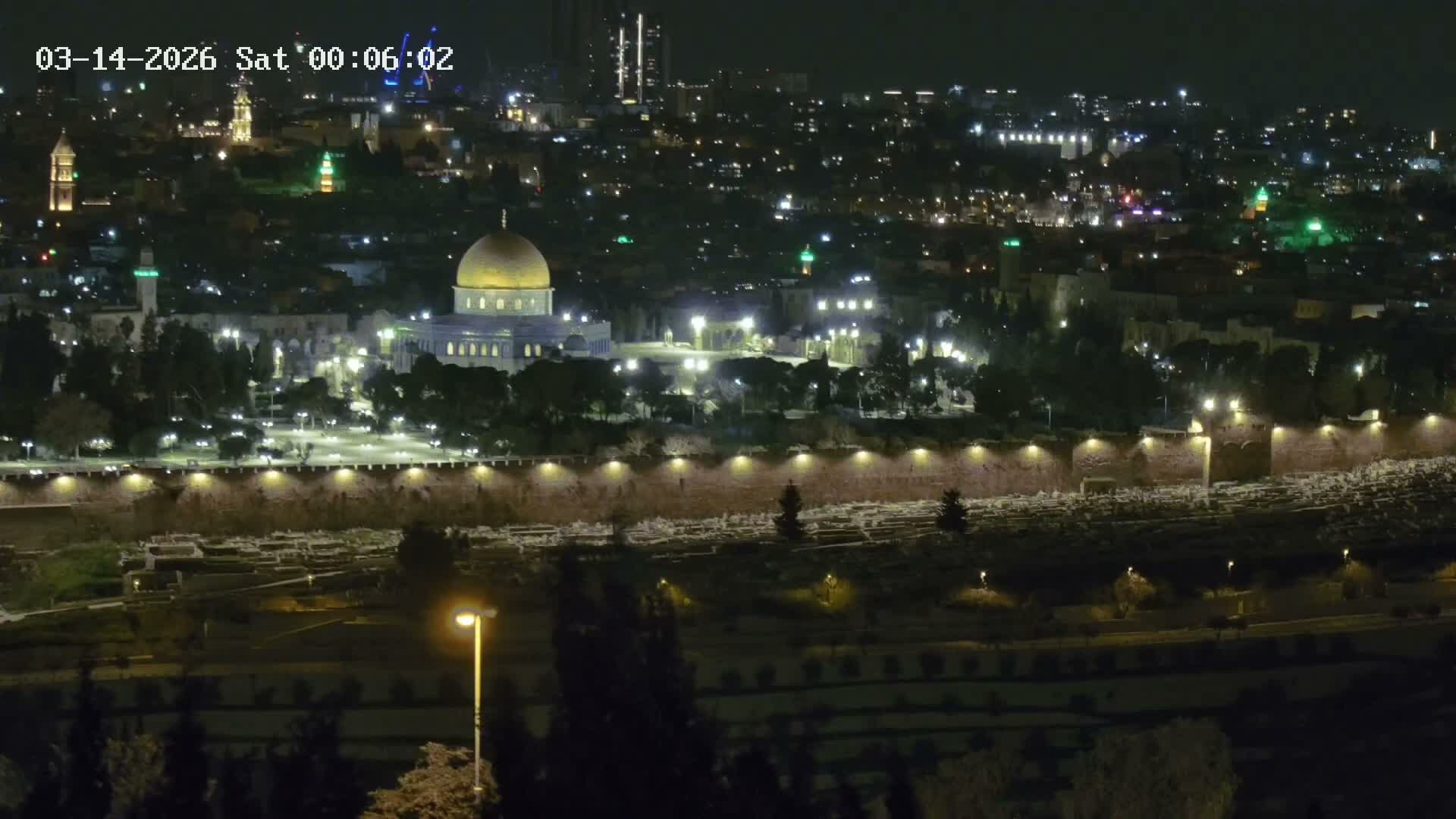 East & West Quds (East & West Jerusalem) &Temple Mount Panaroma Skyline View from Mount of Olives Live Cam - At-Tur, East Quds (East Jerusalem), Palestine