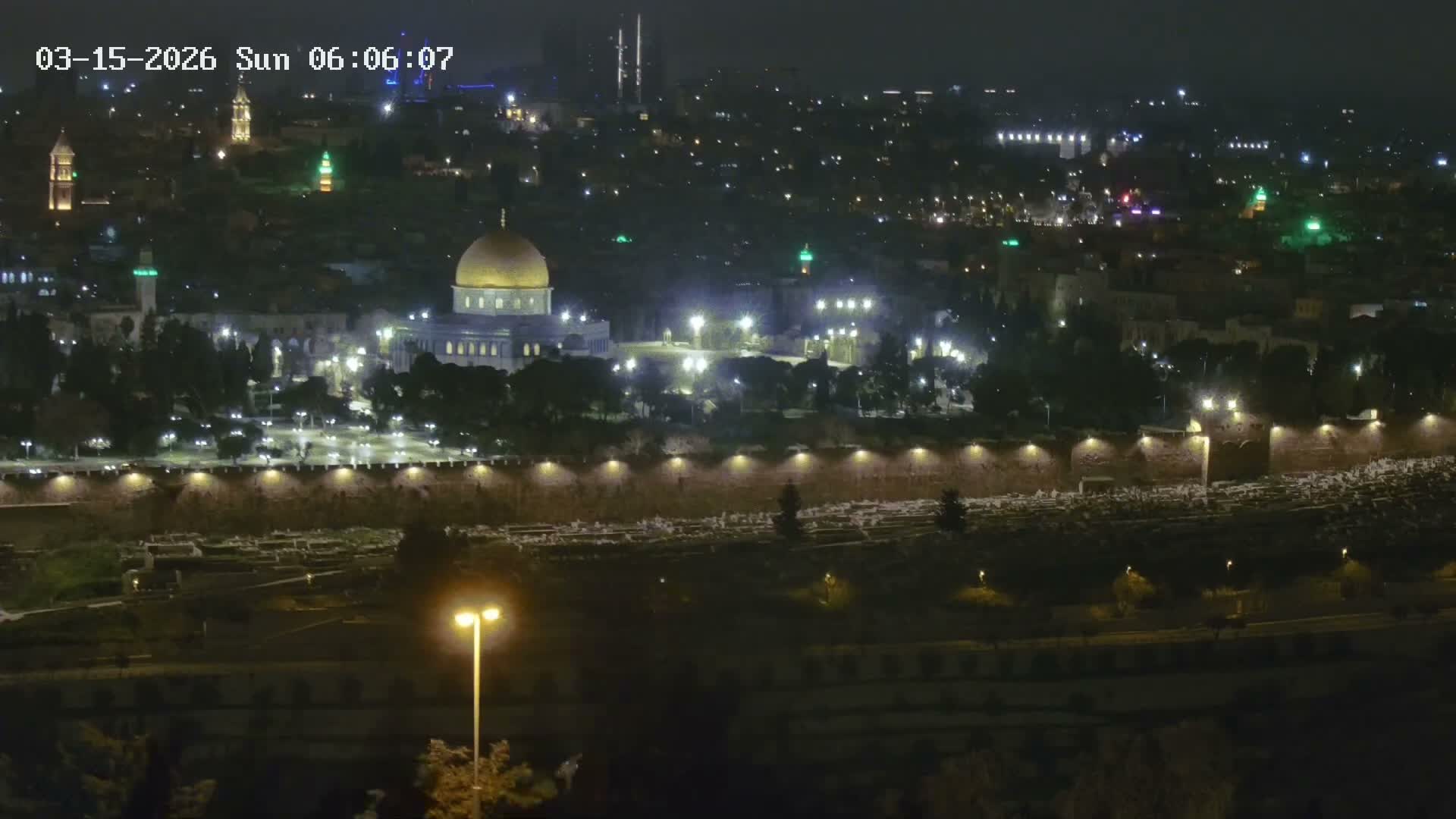 East & West Quds (East & West Jerusalem) &Temple Mount Panaroma Skyline View from Mount of Olives Live Cam - At-Tur, East Quds (East Jerusalem), Palestine