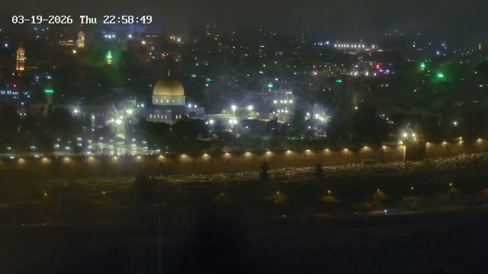 East & West Quds (East & West Jerusalem) &Temple Mount Panaroma Skyline View from Mount of Olives Live Cam - At-Tur, East Quds (East Jerusalem), Palestine