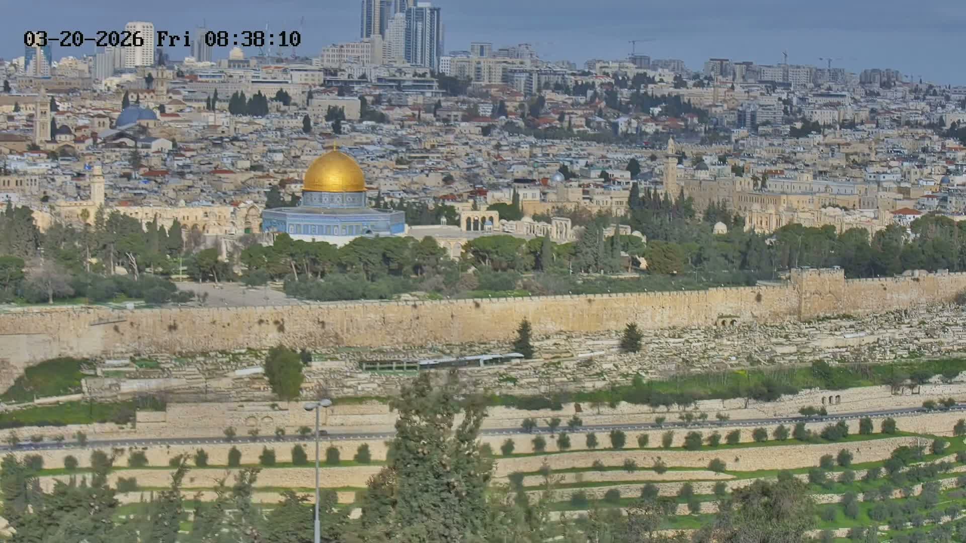 East & West Quds (East & West Jerusalem) &Temple Mount Panaroma Skyline View from Mount of Olives Live Cam - At-Tur, East Quds (East Jerusalem), Palestine