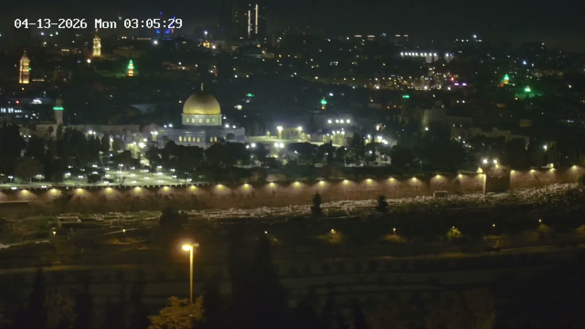 East & West Quds (East & West Jerusalem) &Temple Mount Panaroma Skyline View from Mount of Olives Live Cam - At-Tur, East Quds (East Jerusalem), Palestine