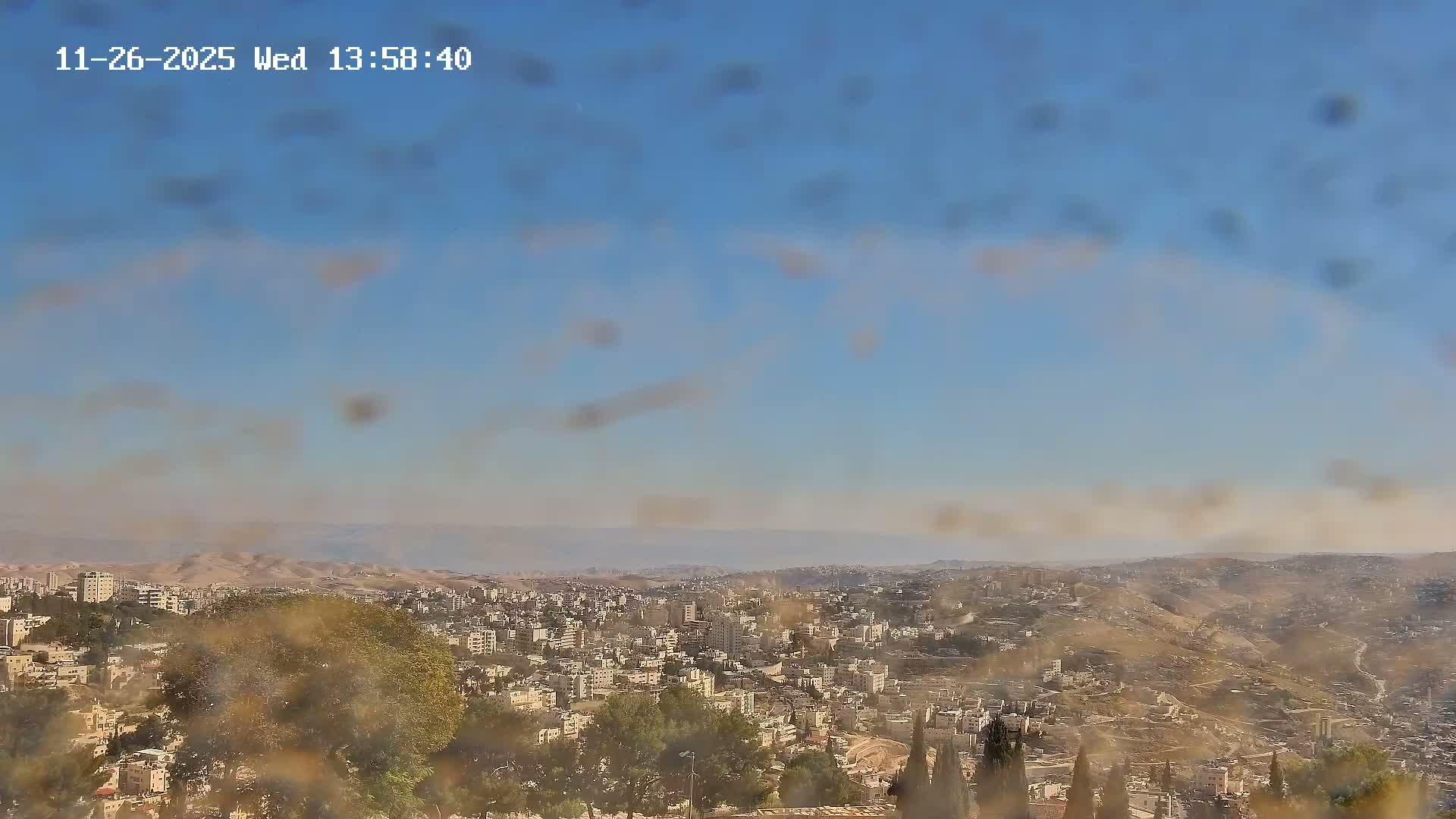 East Quds (Abu Dis/Jabel Mukaber/AlSawahira-AlGharbiyya/Sawahera al-Sharqiya/Jub al-Rum Towns View Towards Midbar Yehuda (Judean Desert) Live Cam - Jabal Batin Elhawa, East Quds, Palestine 