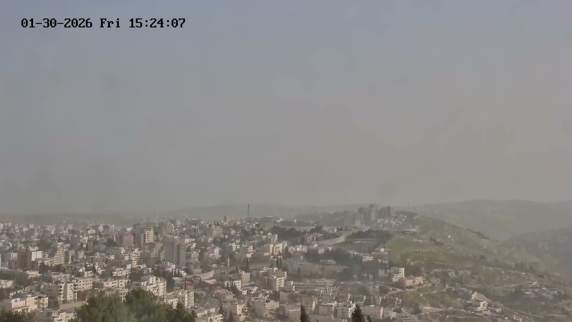 East Quds (Abu Dis/Jabel Mukaber/AlSawahira-AlGharbiyya/Sawahera al-Sharqiya/Jub al-Rum Towns View Towards Midbar Yehuda (Judean Desert) Live Cam - Jabal Batin Elhawa, East Quds, Palestine 