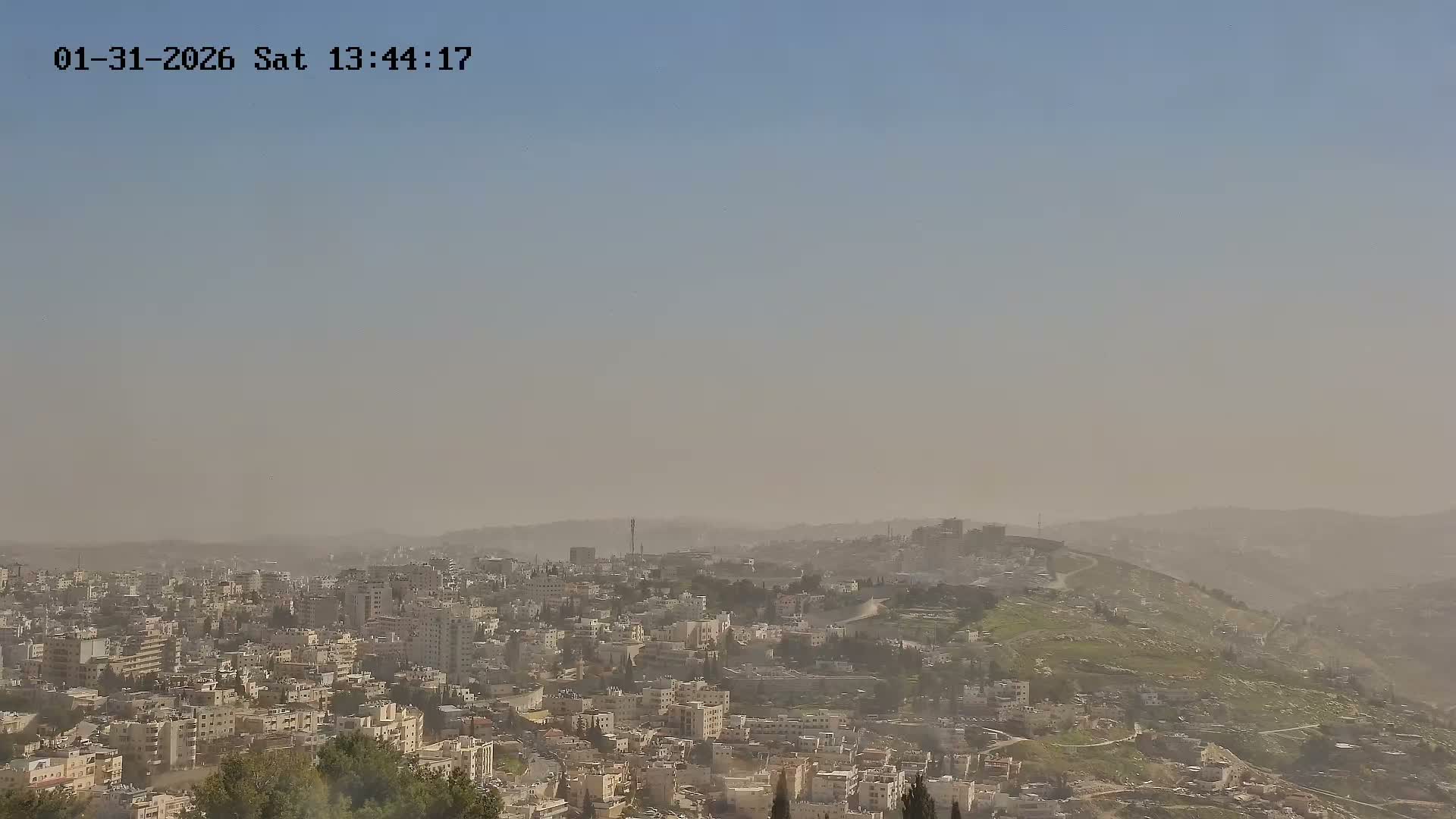 East Quds (Abu Dis/Jabel Mukaber/AlSawahira-AlGharbiyya/Sawahera al-Sharqiya/Jub al-Rum Towns View Towards Midbar Yehuda (Judean Desert) Live Cam - Jabal Batin Elhawa, East Quds, Palestine 