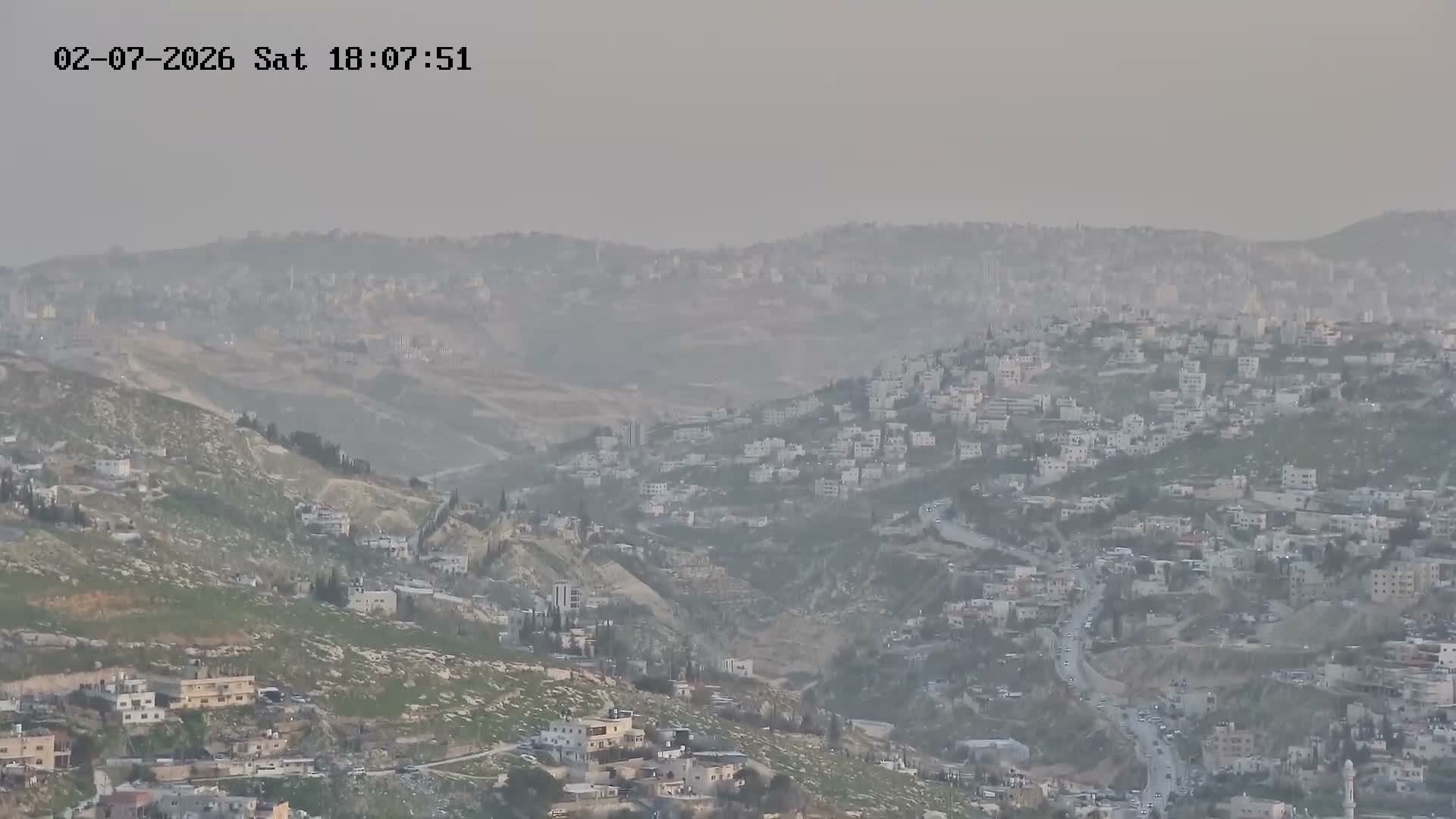 East Quds (Abu Dis/Jabel Mukaber/AlSawahira-AlGharbiyya/Sawahera al-Sharqiya/Jub al-Rum Towns View Towards Midbar Yehuda (Judean Desert) Live Cam - Jabal Batin Elhawa, East Quds, Palestine 